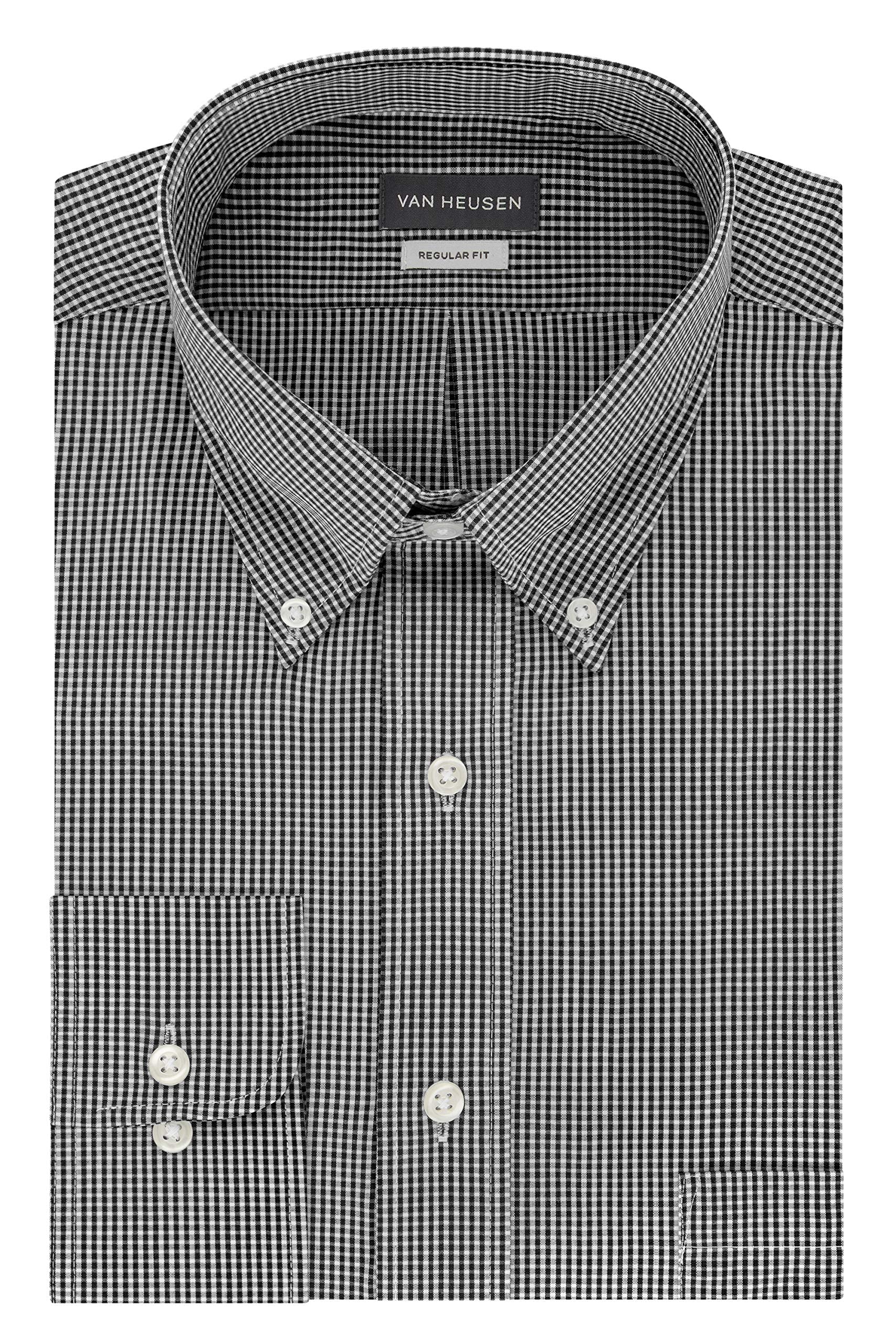 Men's Regular Fit Gingham Button Down Collar Dress Shirt
