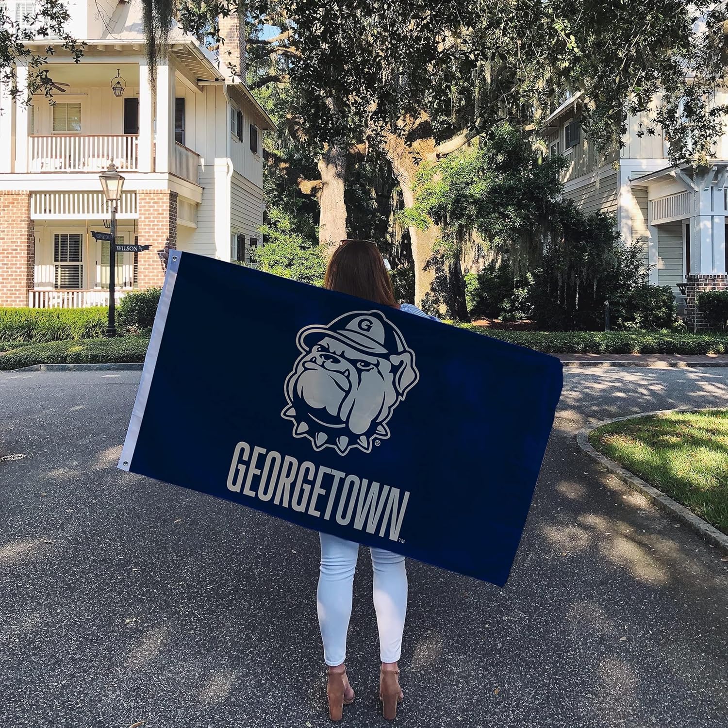 Desert Cactus Georgetown University GU Flag - 3 x 5 Feet Hoyas Banner, Indoor/Outdoor Durable Fabric, 100% Polyester Design (Style 4)