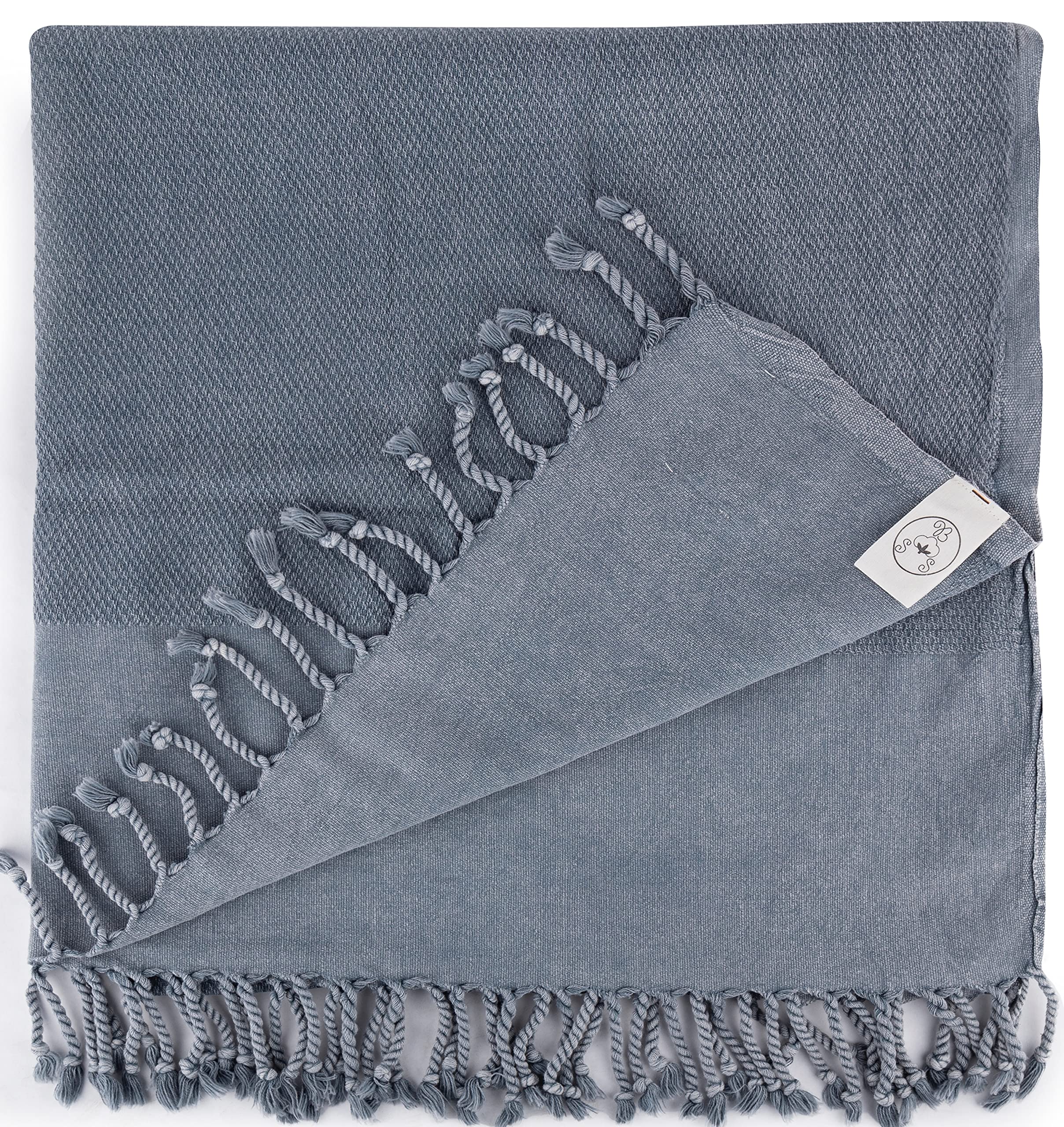 Bersuse 100% Coton - Zuma Serviette Turque - Drap de Bain, Serviette de Plage - Fouta Peshtemal - Oeko-TEX - 83x170 cm, Anthracite