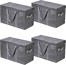 VENO 4 Pack Extra Large Moving Storage Bags with Zippers, Foldable Heavy-Duty Tote for Space Saving, Alternative to Moving Boxes, Packing Supplies, Plastic Storage Bins (Dark Gray, 4 Pack)