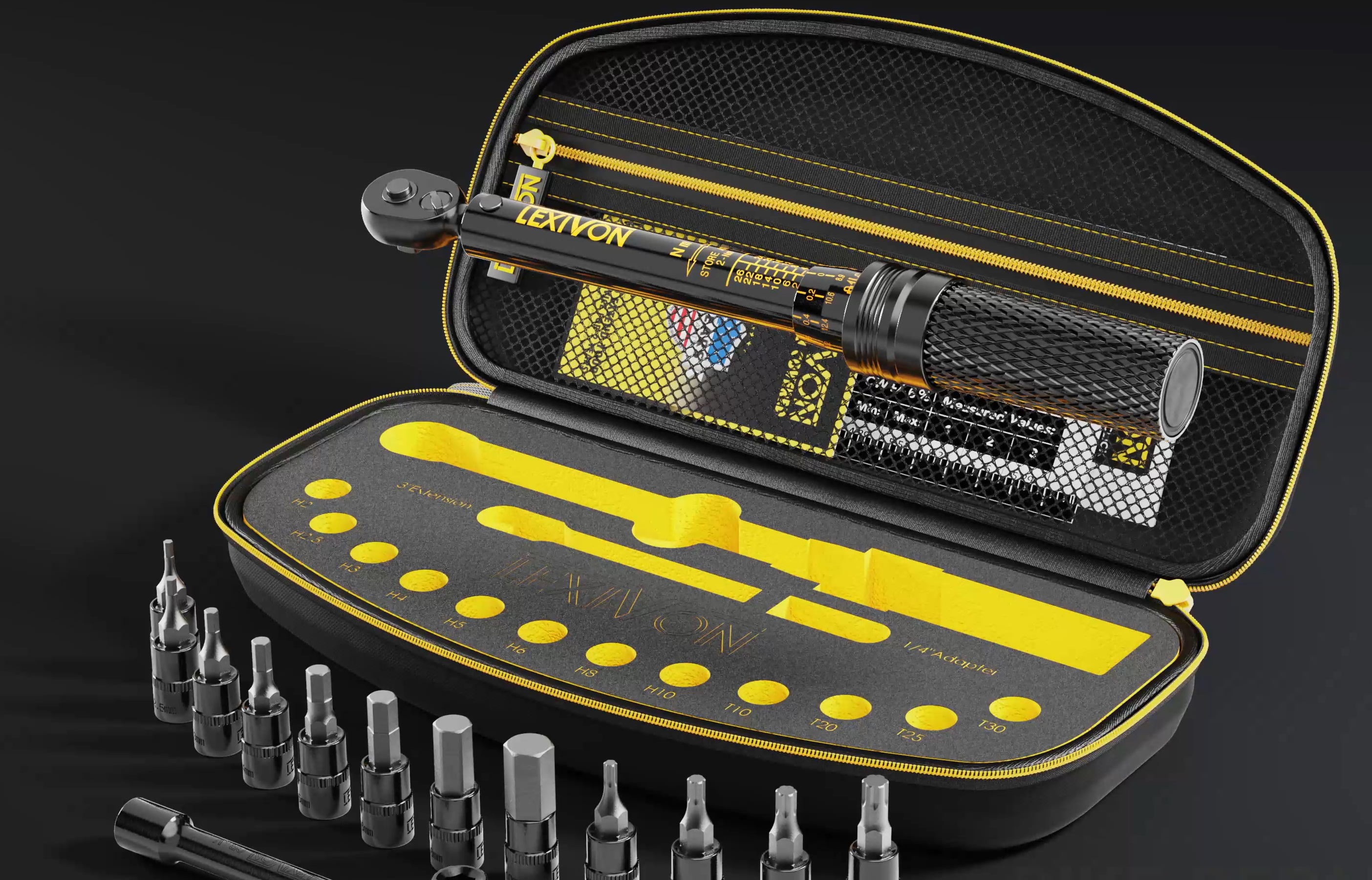 reyes311d 4unit ① LEXIVON Bike Torque Wrench 1/4-Inch Dr. 15-Piece Kit | 72-Tooth