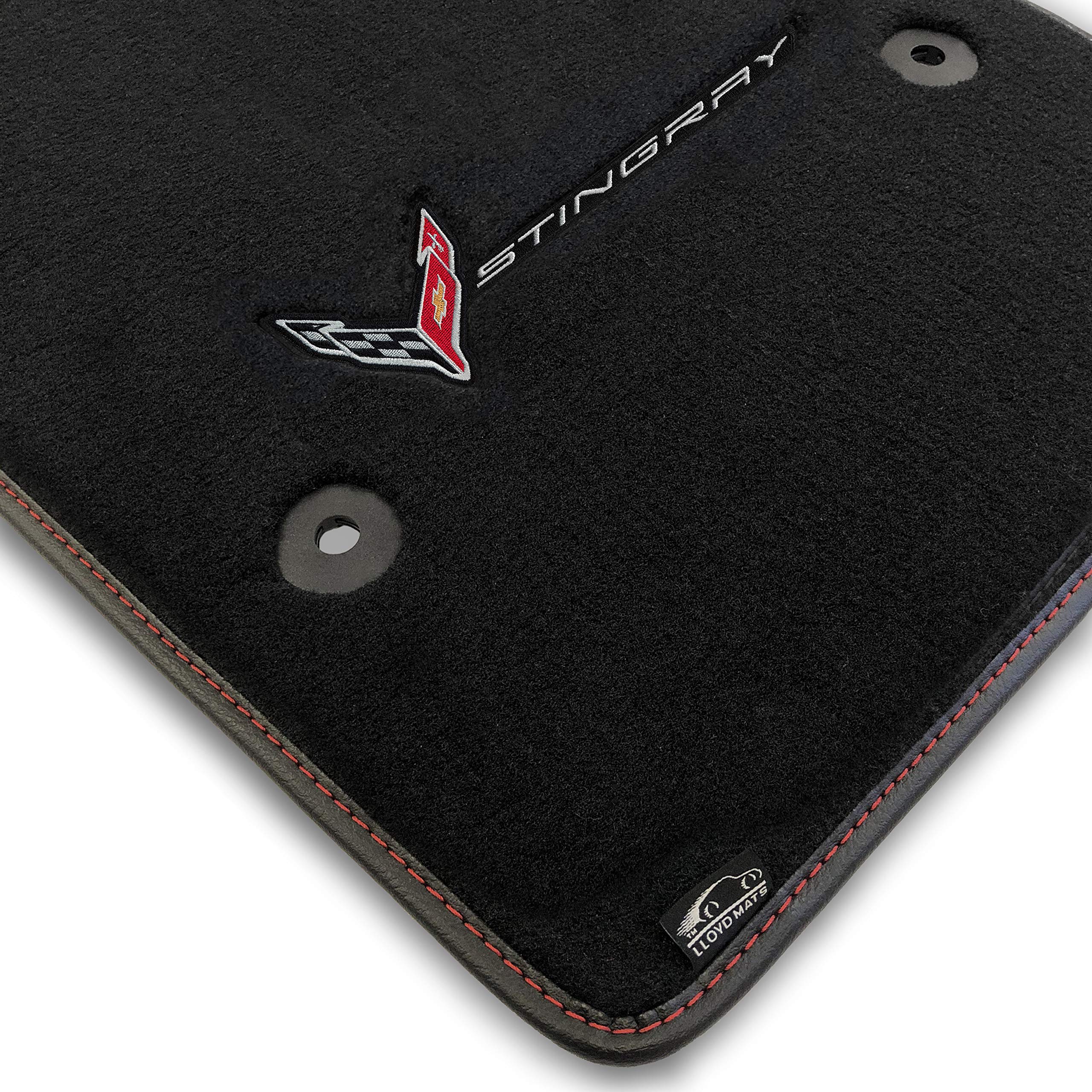 Lloyd Mats Custom-Fit Carpeted Floor Mats Premium Luxury Car Floor Liners forCorvette C8 2020-ON Coupe & Convertible (Charcoal, 2PC (Combo Logo) -