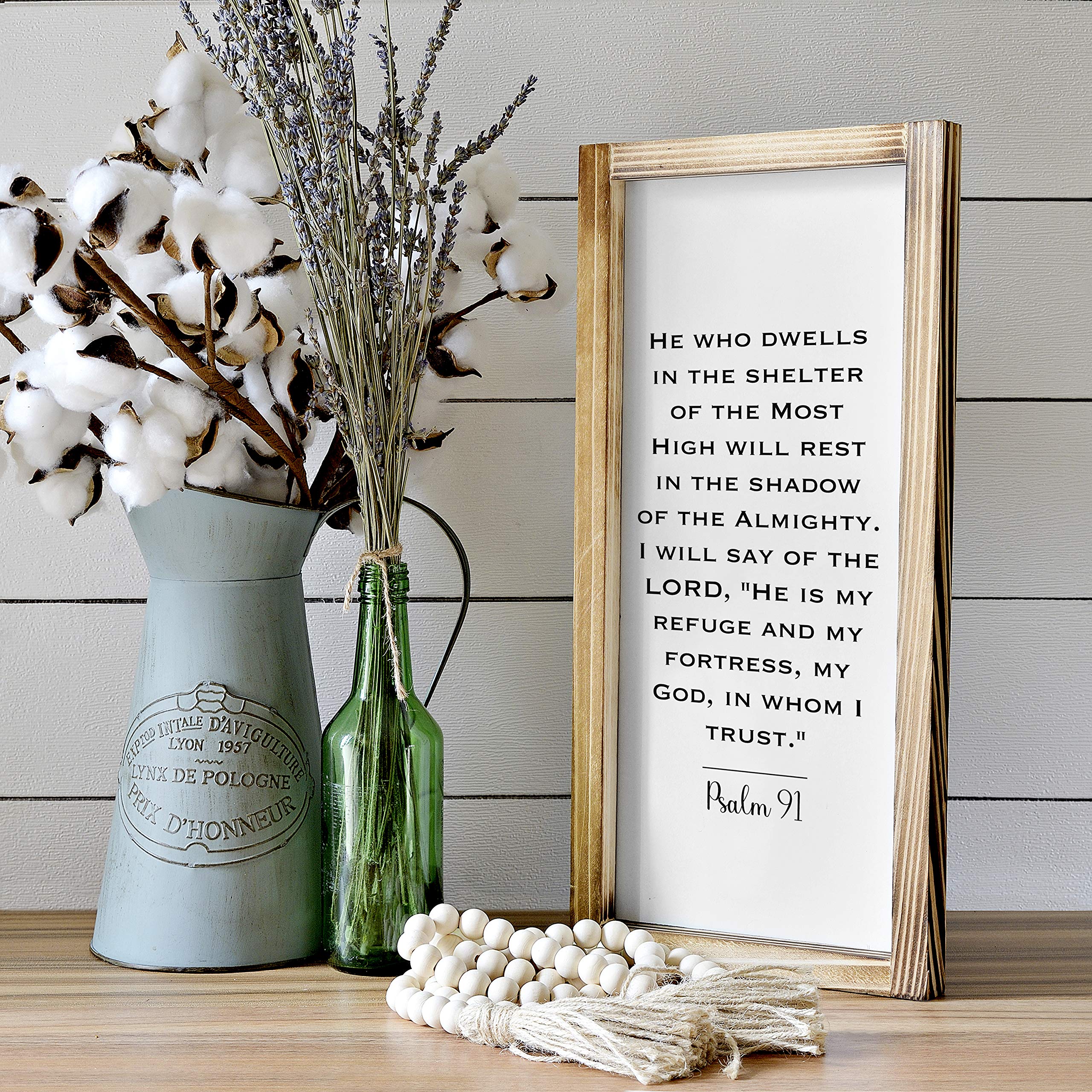 Psalms 91 Christian Wall Decor 8x17 In, Spiritual Wall Decor Sign