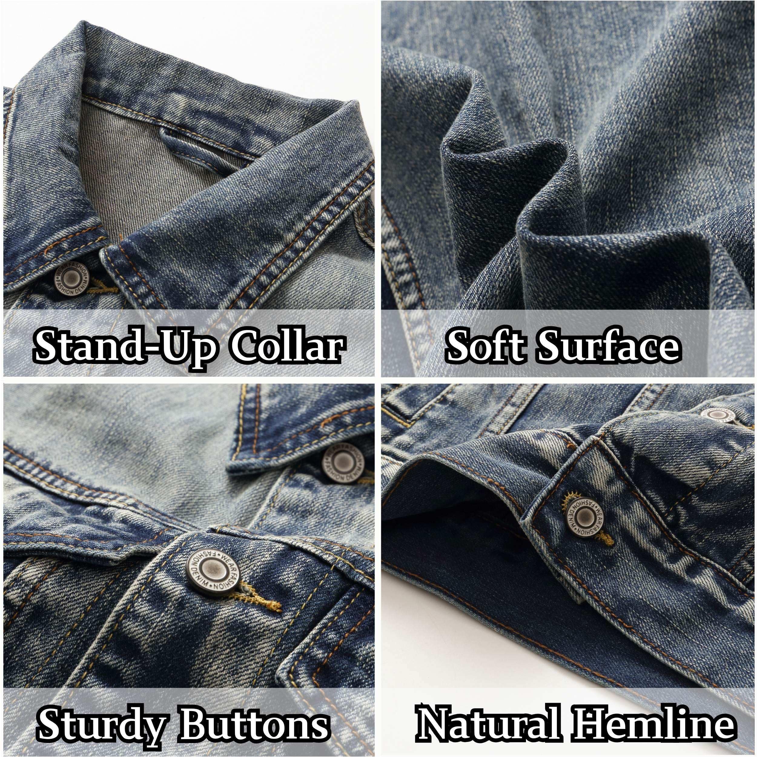 Chaleco Vaquera para Hombre Vintage Chaleco de Jeans Sin Mangas Lavado Chaqueta Clásico Moto Chalecos avec 2 bolsillos internes