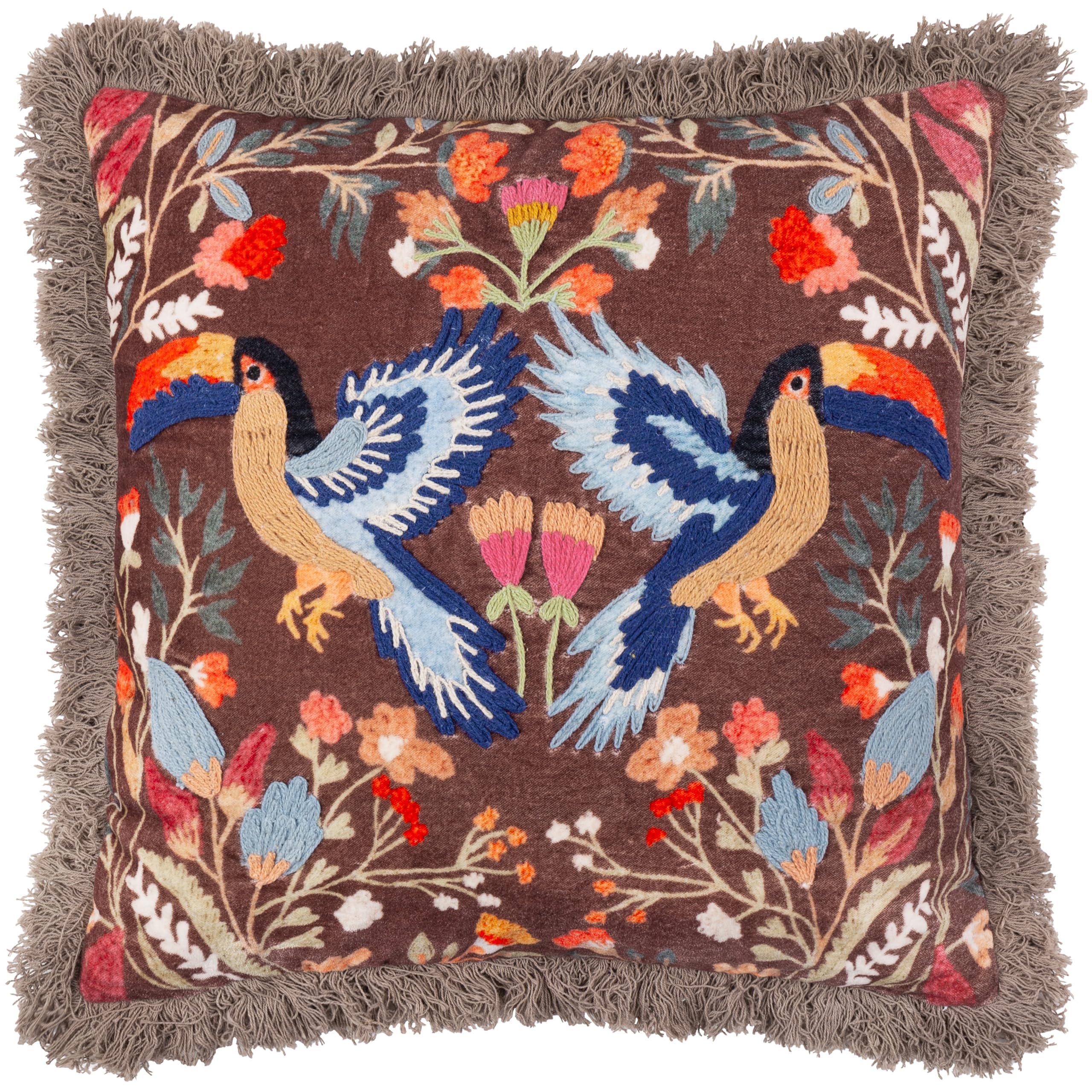 Wylder Tropics Mirrored Toucan Embroidered Feather Rich Cushion from B&Q