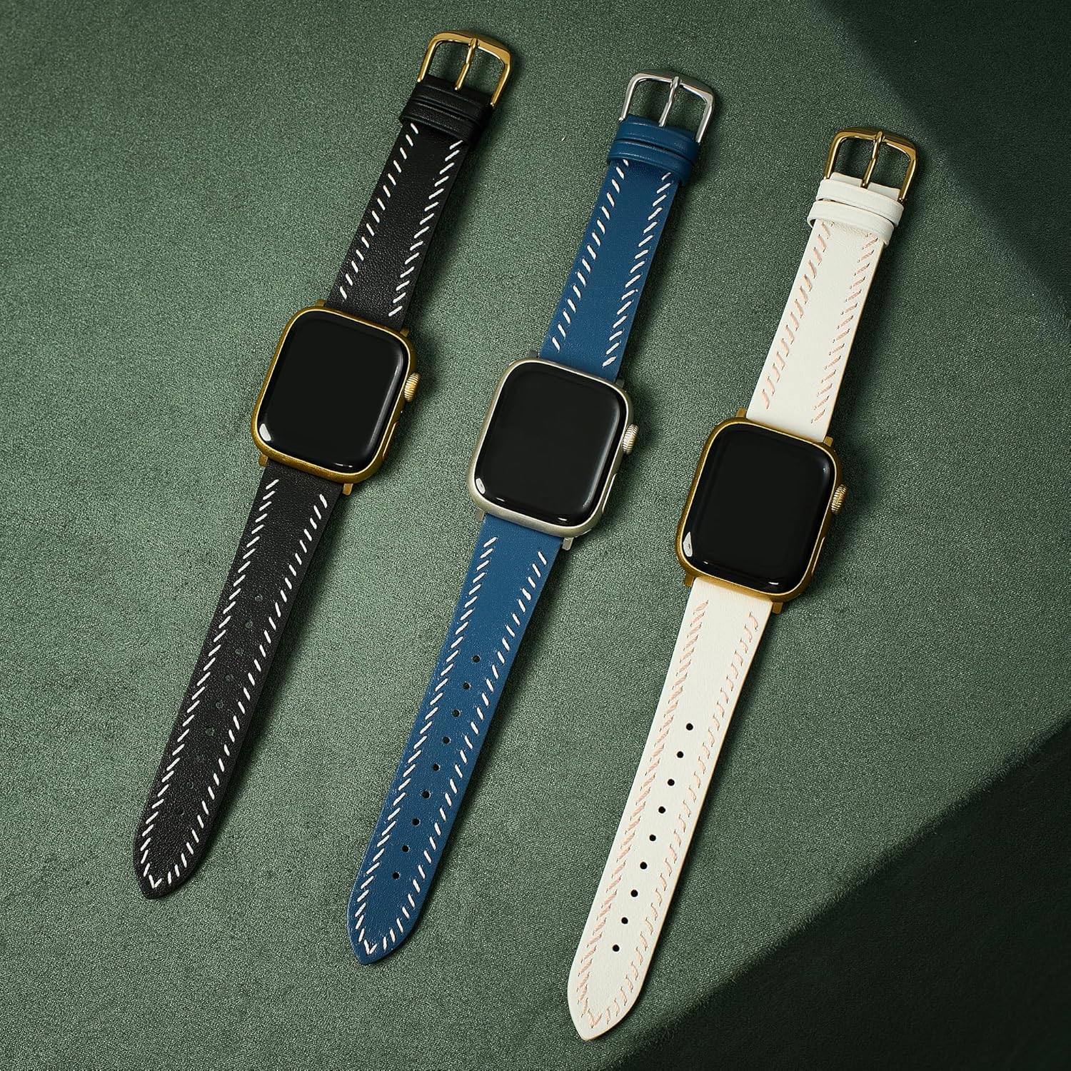 Classic Stitch Genuine Leather Watch Band for Women Compatible with Apple Watch 38/40/41/42/44/45/46/49mm, for iWatch Series 11/10/9/8/7/6/5/4/3/2/1 Ultra3 SE, Minimalist Strap - Image 8