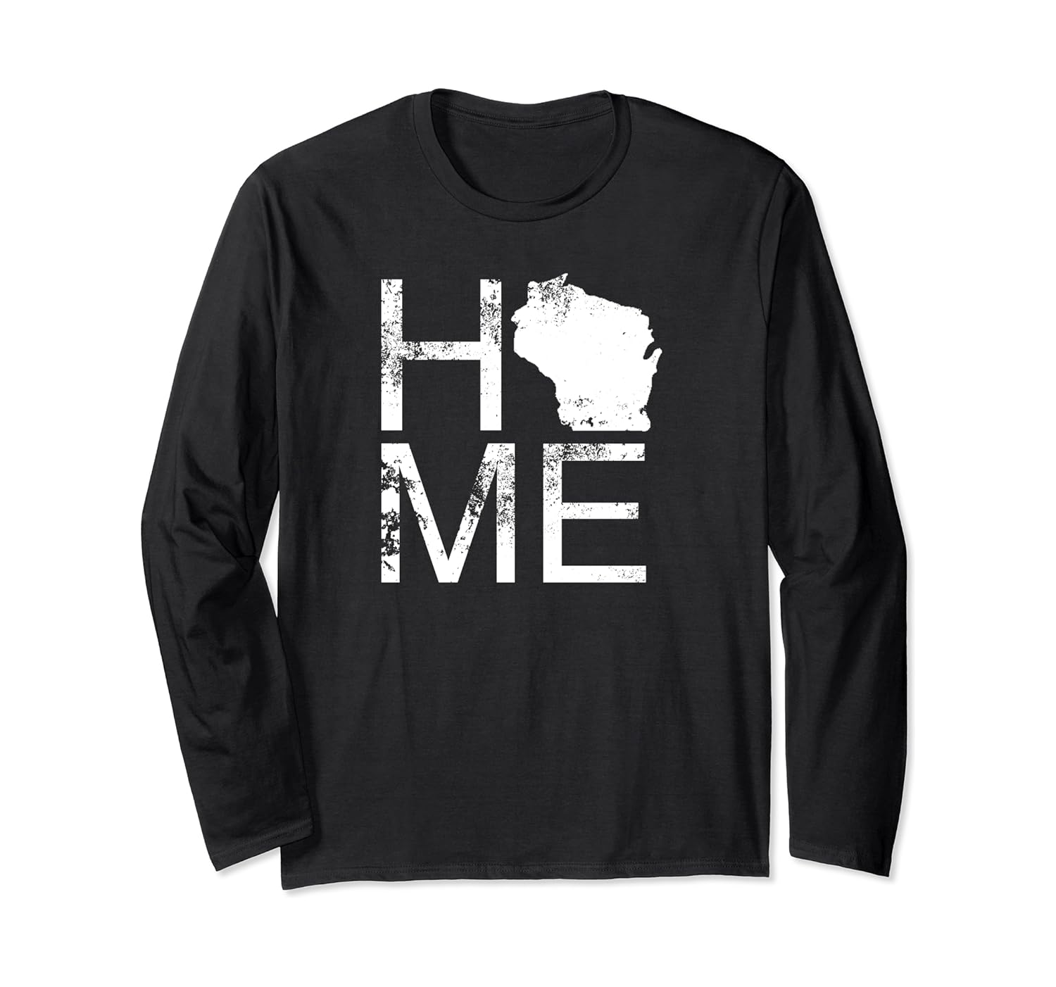 Vintage Wisconsin Home Map In Place Of O WI State Wisconsin Long Sleeve T-Shirt