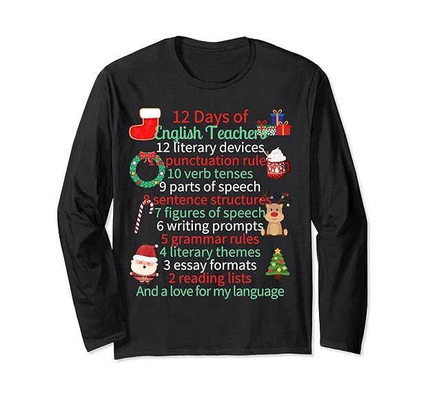 English teacher christmas shirt Clearance