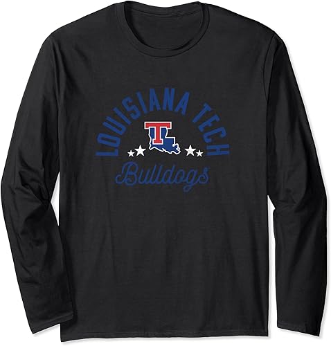 Camiseta de manga larga con logotipo de Louisiana Tech Bulldogs, Negro -