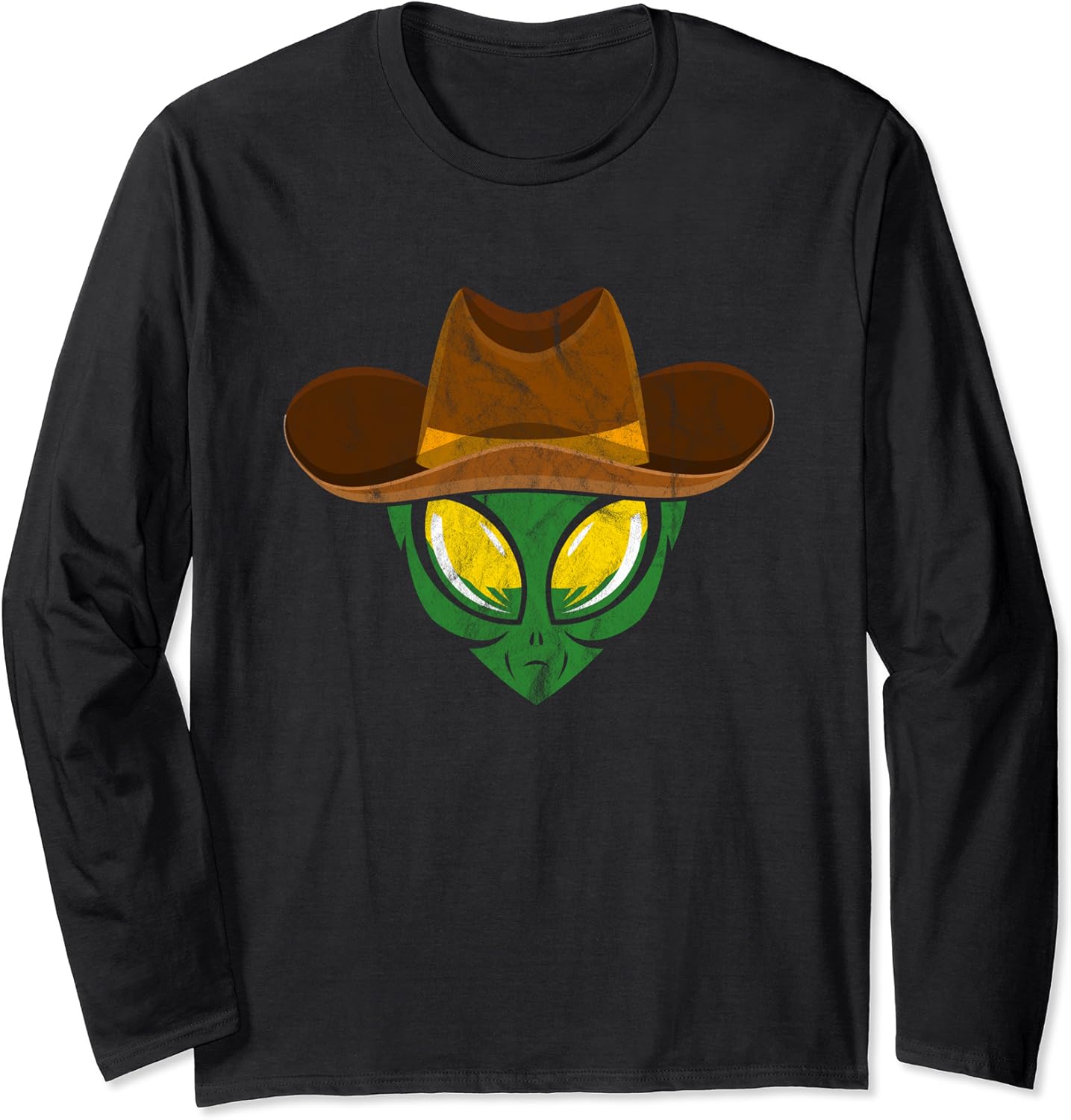 Amazon.com: Alien Head Funny Cowboy Hat UFO Long Sleeve T-Shirt