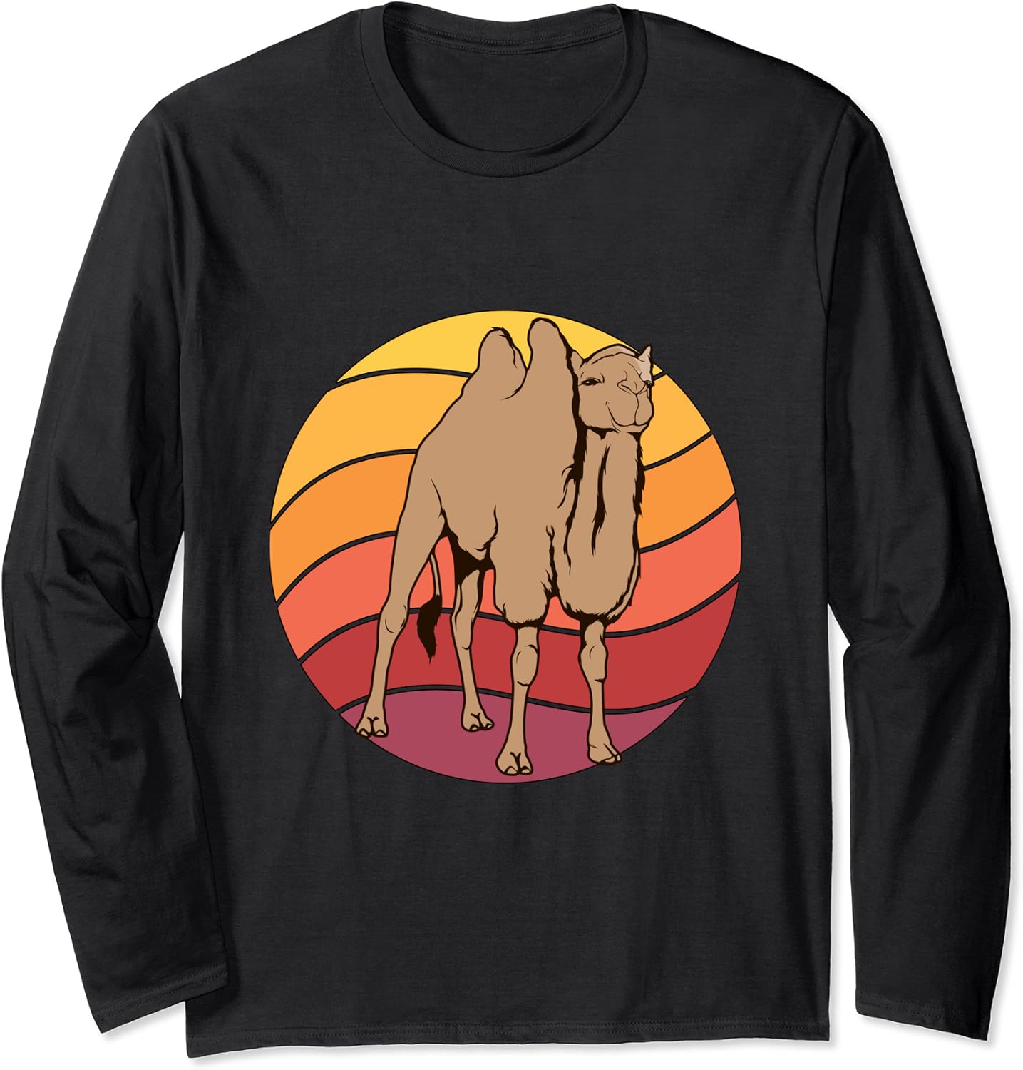 Camel Retro Sunset Camel Camels Long Sleeve T-Shirt : Amazon.co.uk