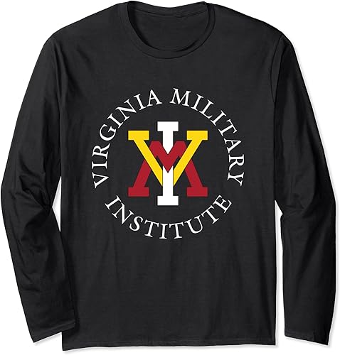 VMI Keydets Stamp - Camiseta de manga larga con licencia oficial, Negro -