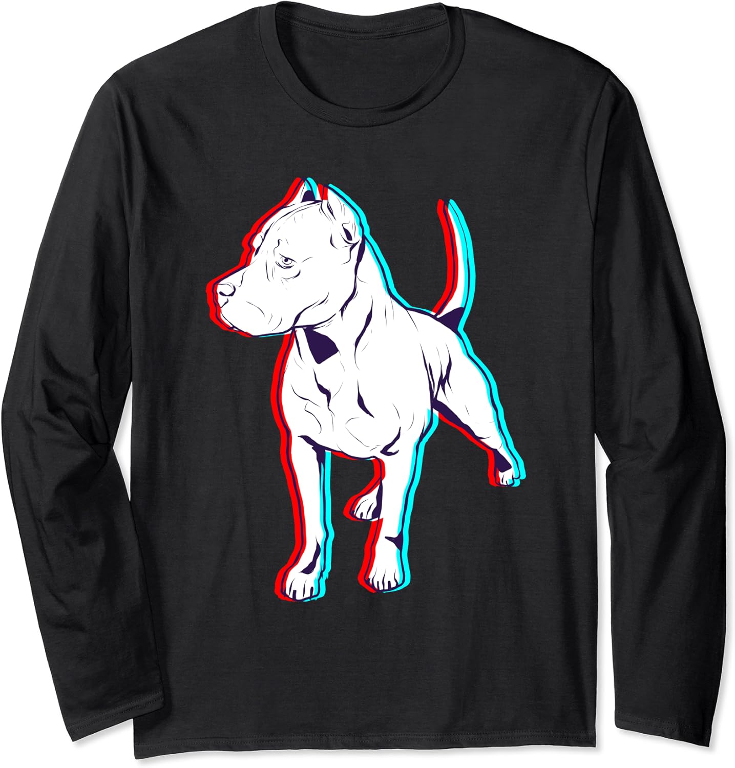 Pitbull Retro 3D Style Long Sleeve TShirt Clothing, Shoes & Jewelry