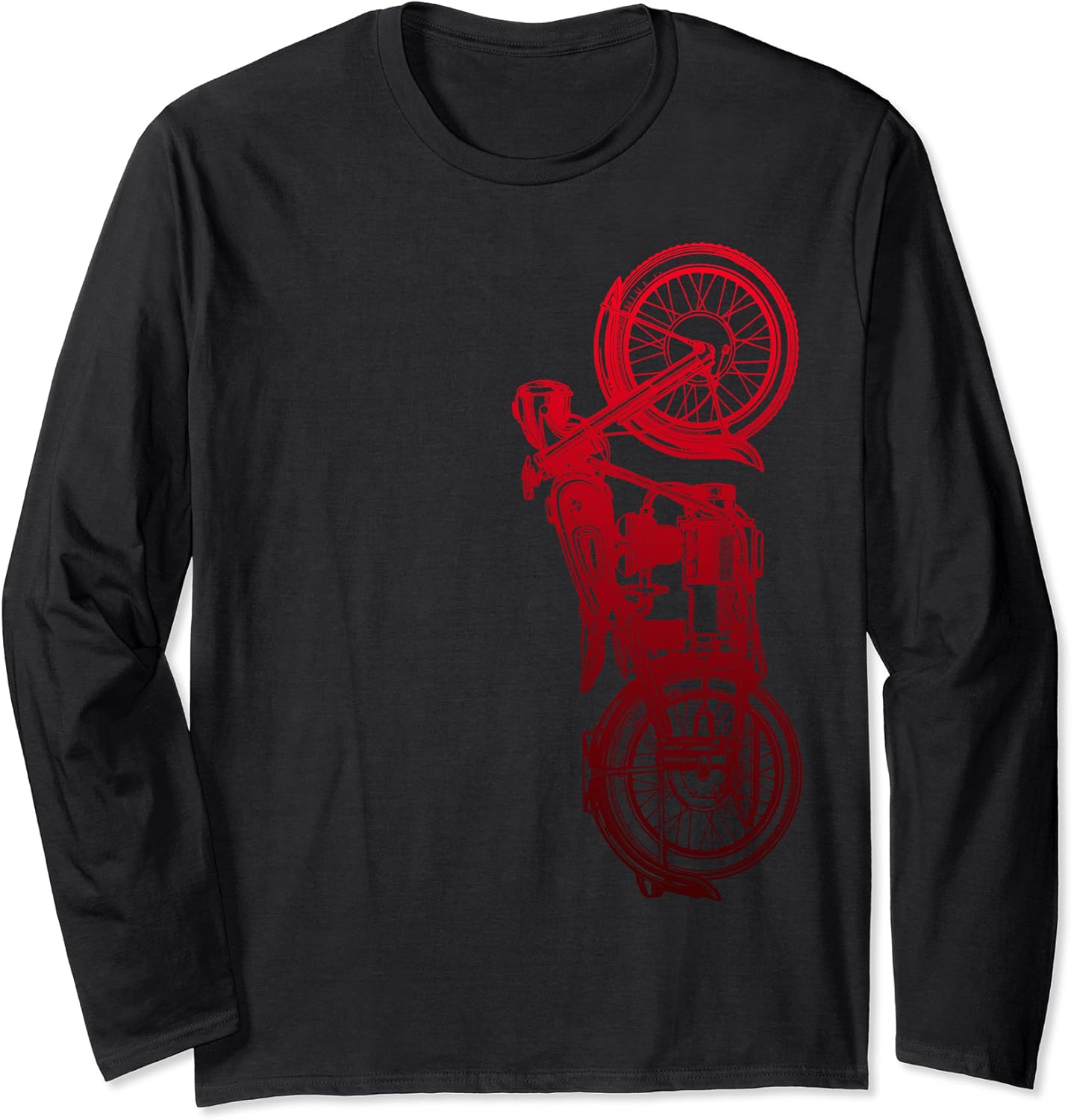 Amazon.com: Vintage Red Retro Motorcycle Long Sleeve T Shirt Long