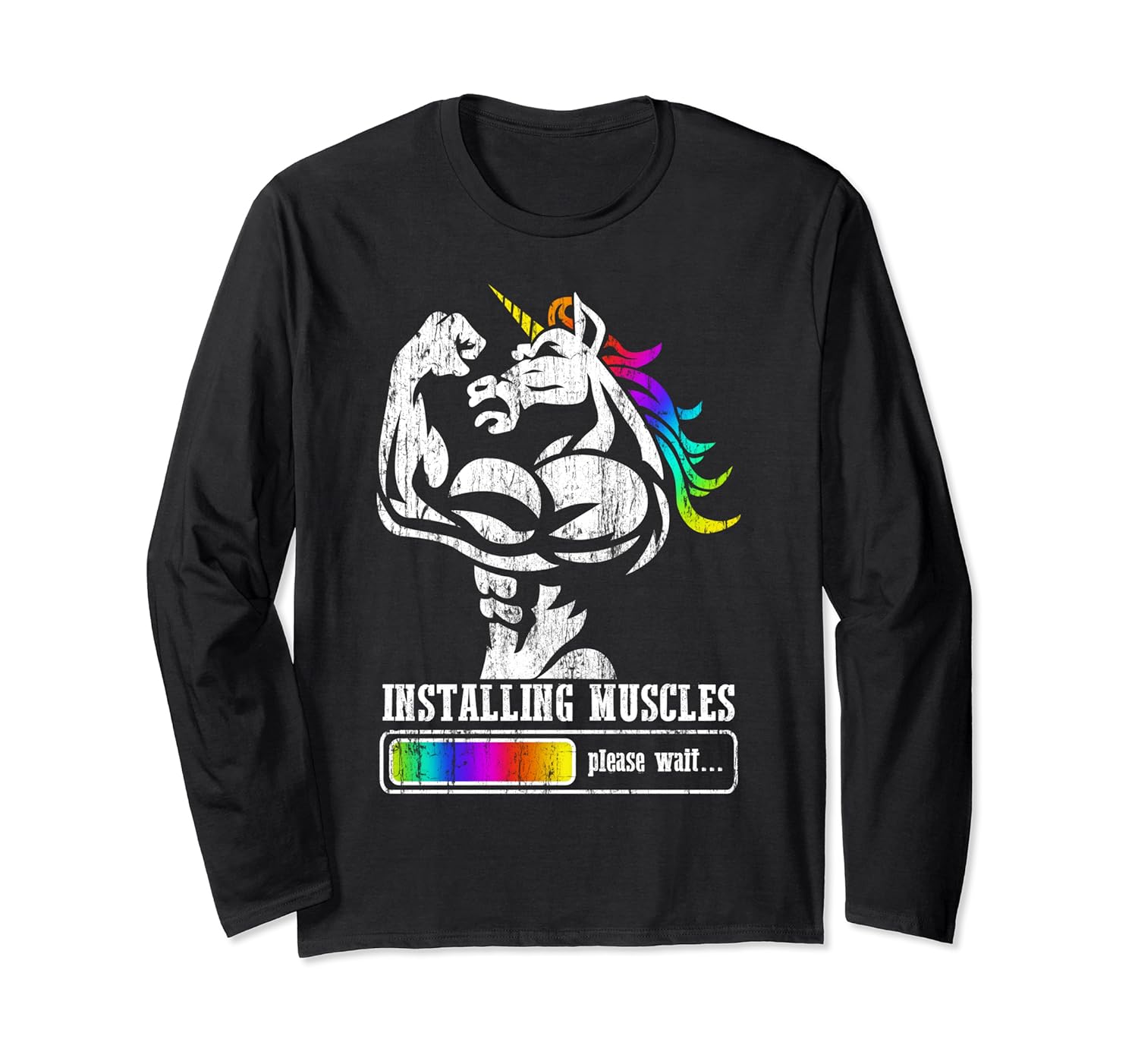installing muscles unicorn rainbow fathers day dadacorn gift shirts