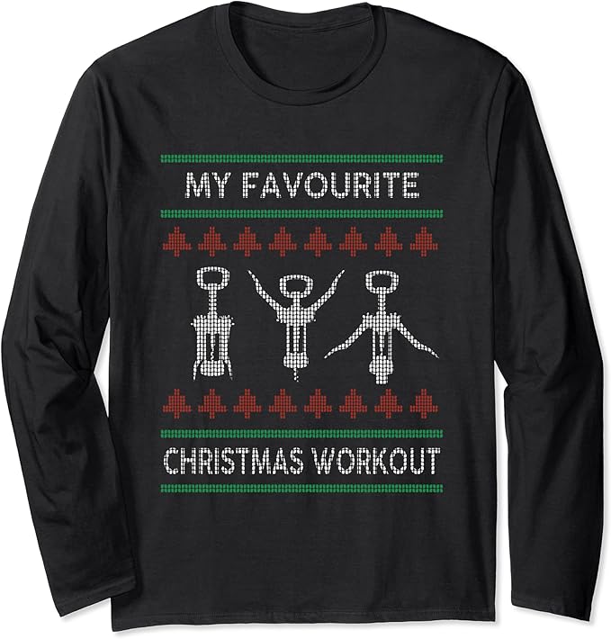 Christmas Workout Ugly Sweater Korkenzieher Wein Lustig