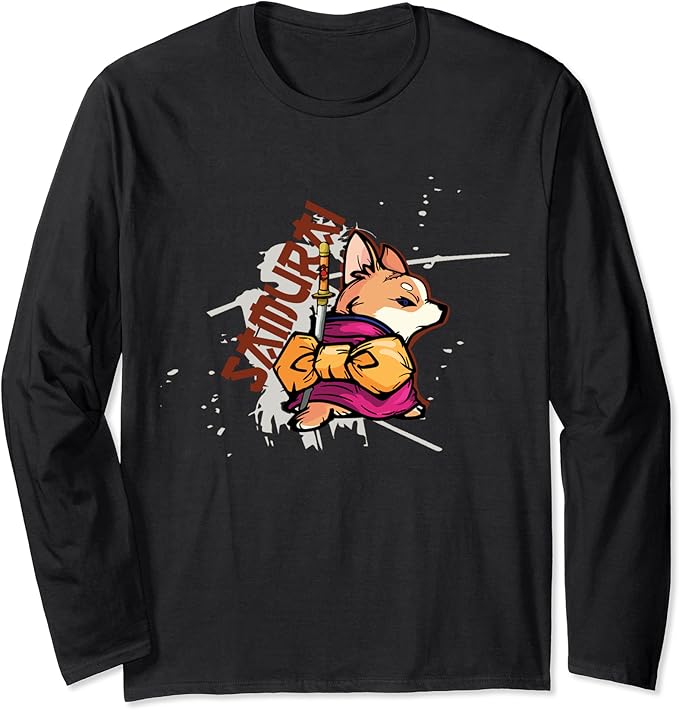 Samurai Hund Japanischer Samurai Langarmshirt Amazon.de Bekleidung