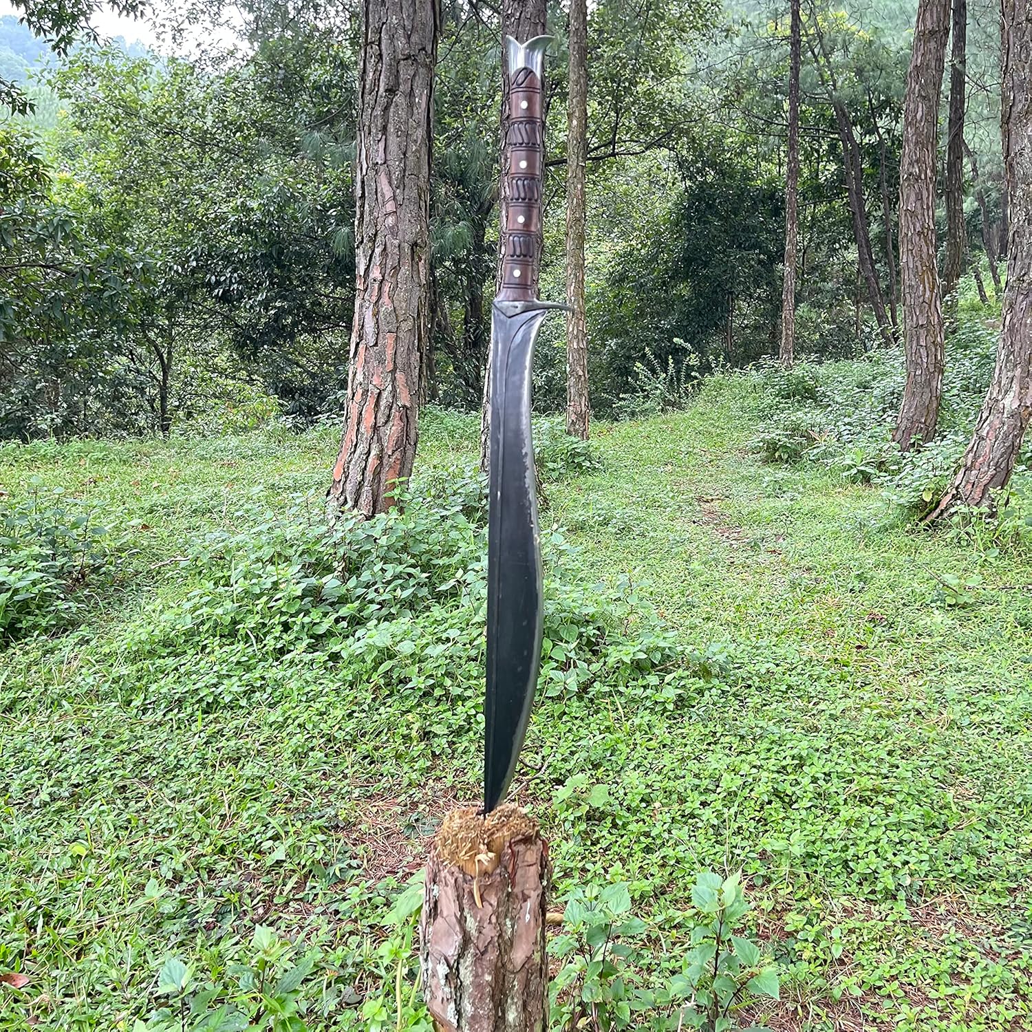 Gardening Machetes - 23.5-Inch Kukri Machete Fixed Blade Knife with Leather Sheath - Full Tang Survival Knife, Carbon Steel Blades
