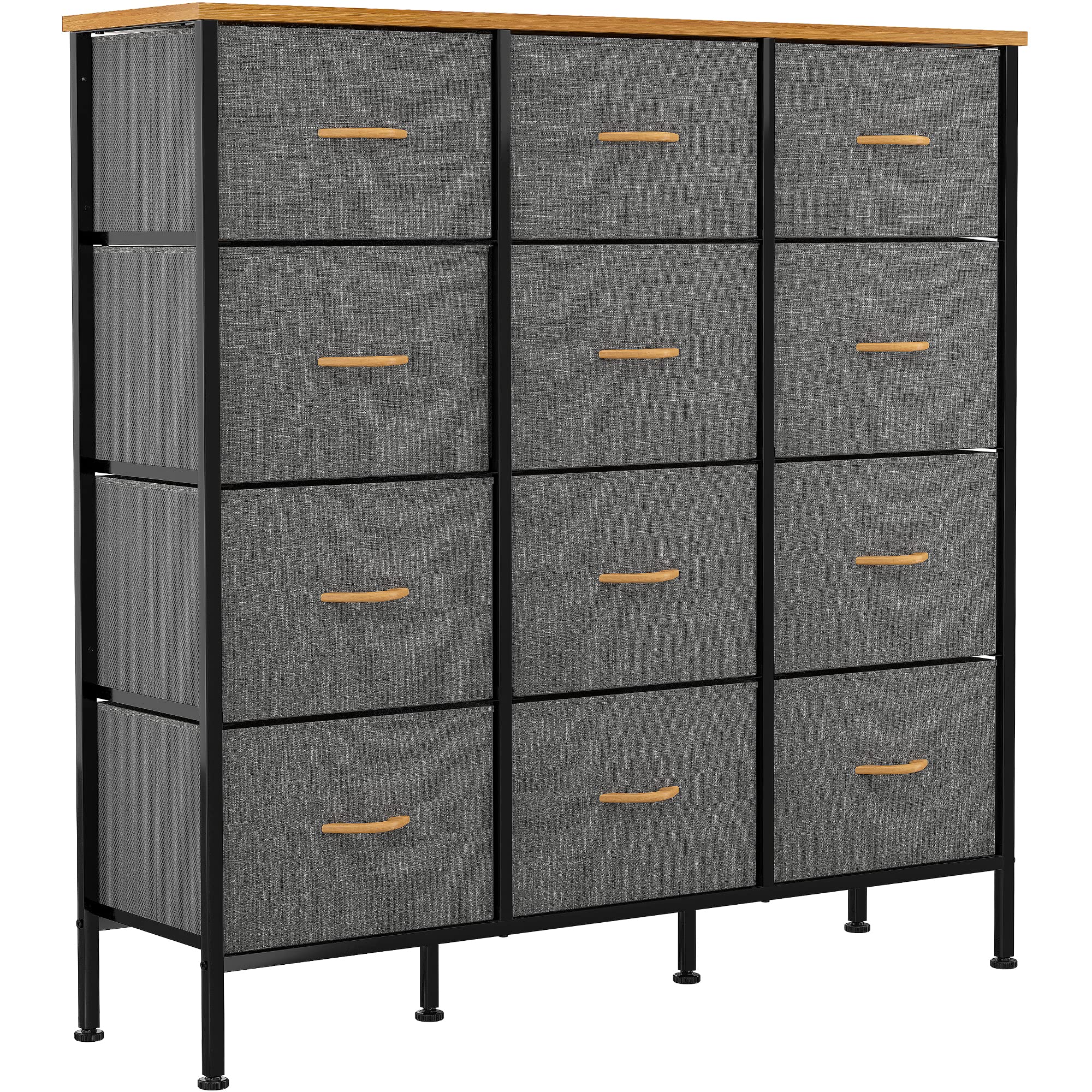 YITAHOME Tall Dresser with 12 Drawers - Fabric Storage Tower, Organizer Unit for Bedroom, Living Room, Hallway, Closets & Nursery - Sturdy Steel Frame, Wooden Top & Easy Pull Fabric Bins (Dark Gray)