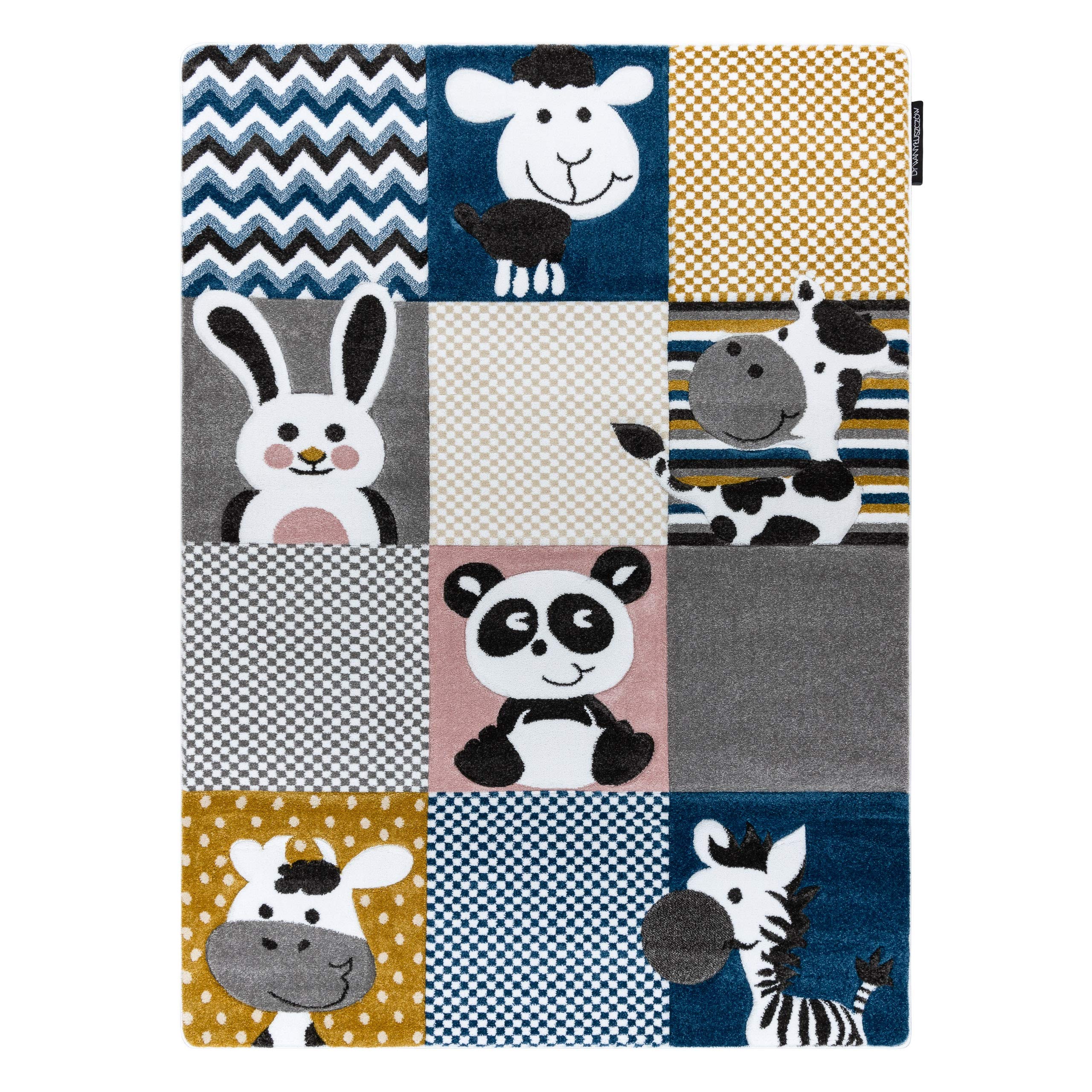 RugsX Dywan dziecięcy Kids Baby Petit Zoo Animals kremowy szary rozmiar 120x170 cm