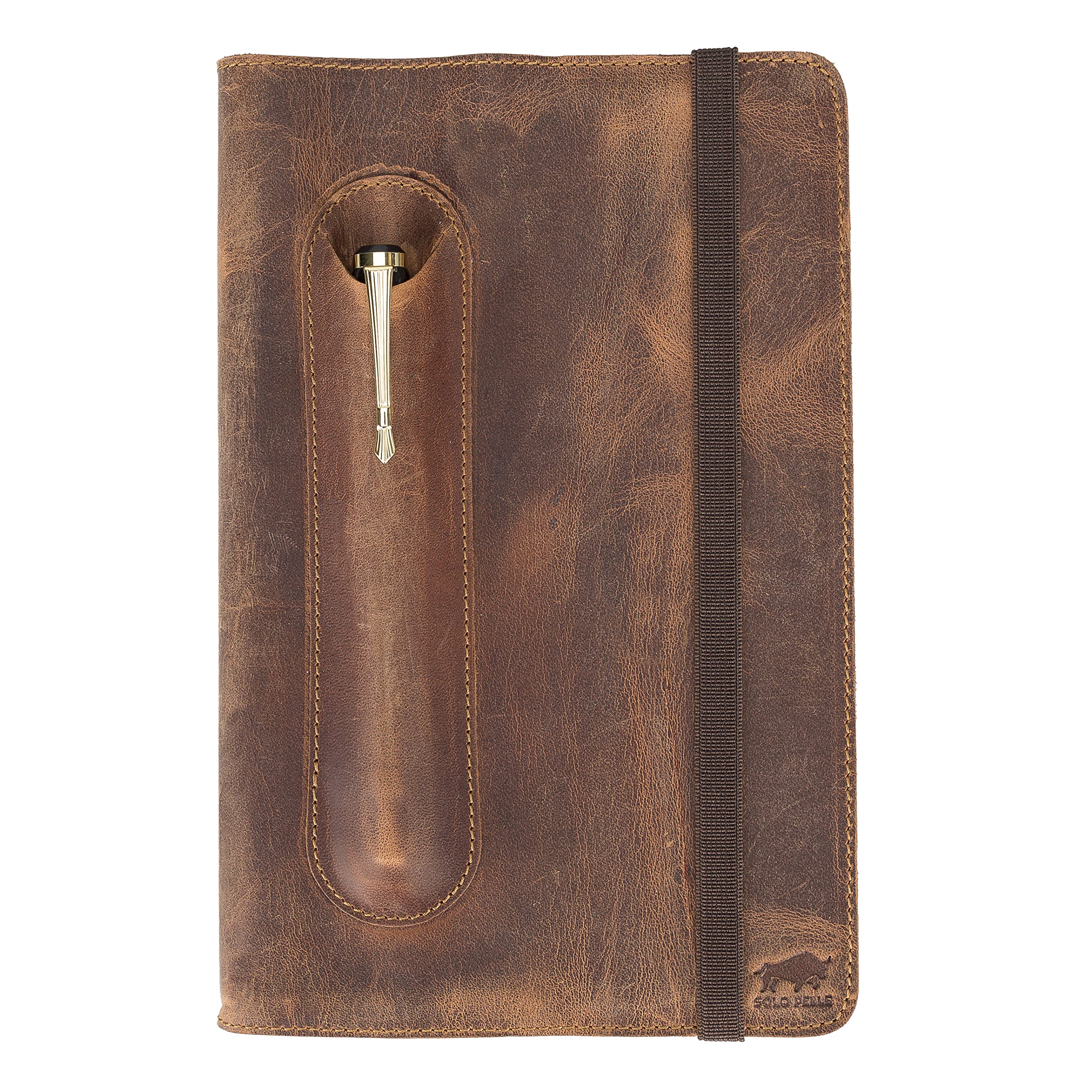 A5 Notizbuch Leder inkl. Buch - Nachfüllbares Reisetagebuch aus Handgefertigtem Echtleder Perfekt als Tagebuch, Notebook, Skizzenbuch oder Lebensplaner Leather Journal DIN A5 22x15cm in Vintage Braun