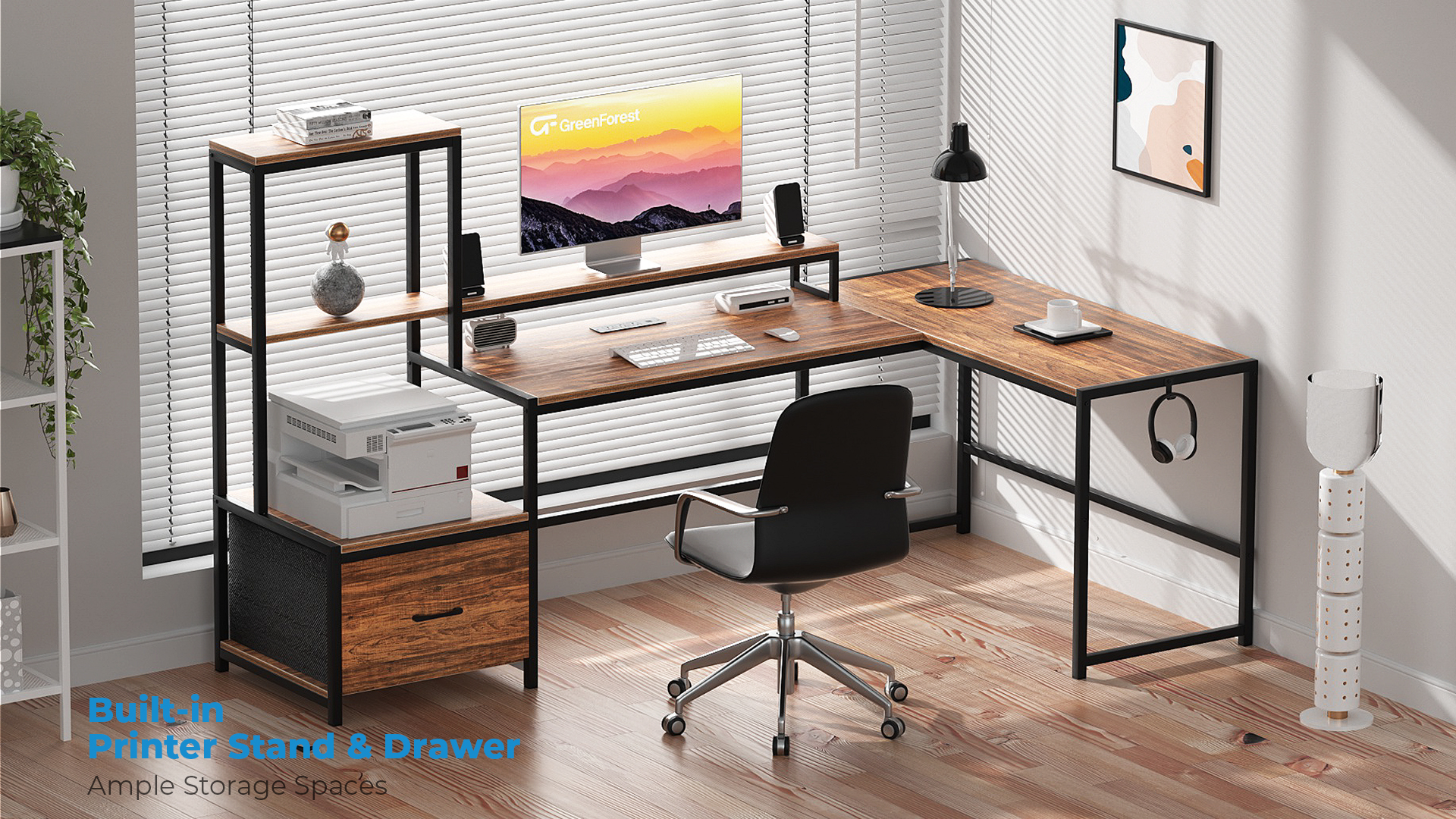 Watch GreenForest L Shaped Computer Desk for Home Office on Amazon
