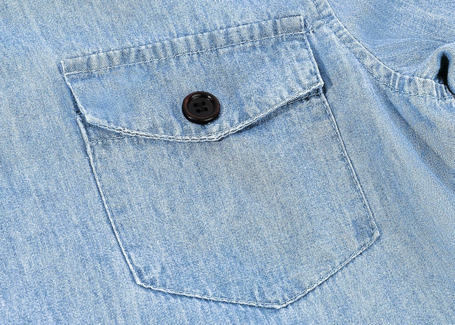 yoeasy Women's Casual Long Sleeve Denim Shirt Dress Retro Tie Waist Classic Button Down Pockets Jean Shirt Dress - Image 4