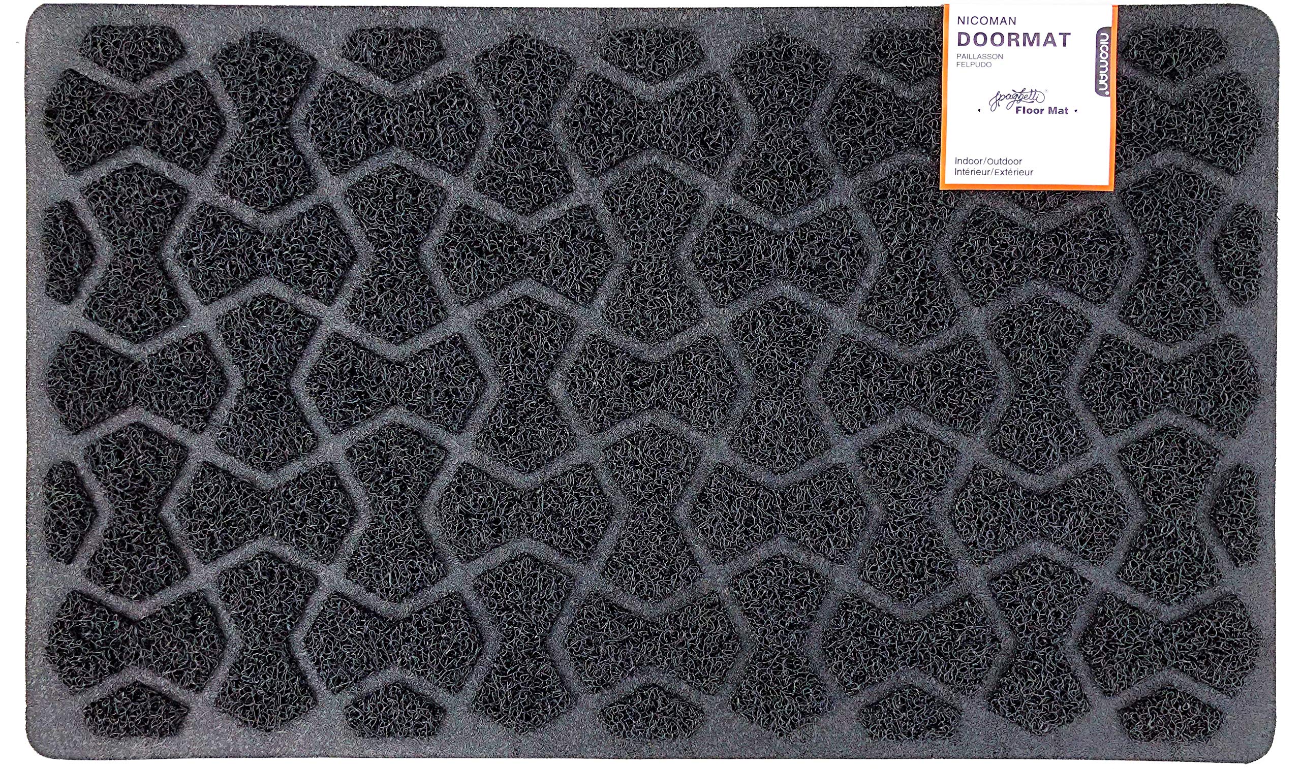 Nicoman Bow-Tie Shape Doormat｜Open Construction Drainage Mat｜For Outdoor Use ONLY(75x44cm, BLACK, Use Outdoor Only)