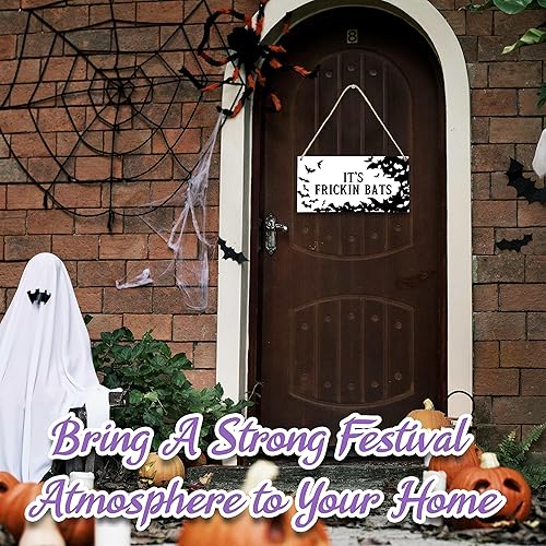 Miniatura 4 de Wswood-A19 - Decoración de terror de Feliz Halloween, letrero de puerta de madera para puerta delantera, decoración de fiesta de Halloween para