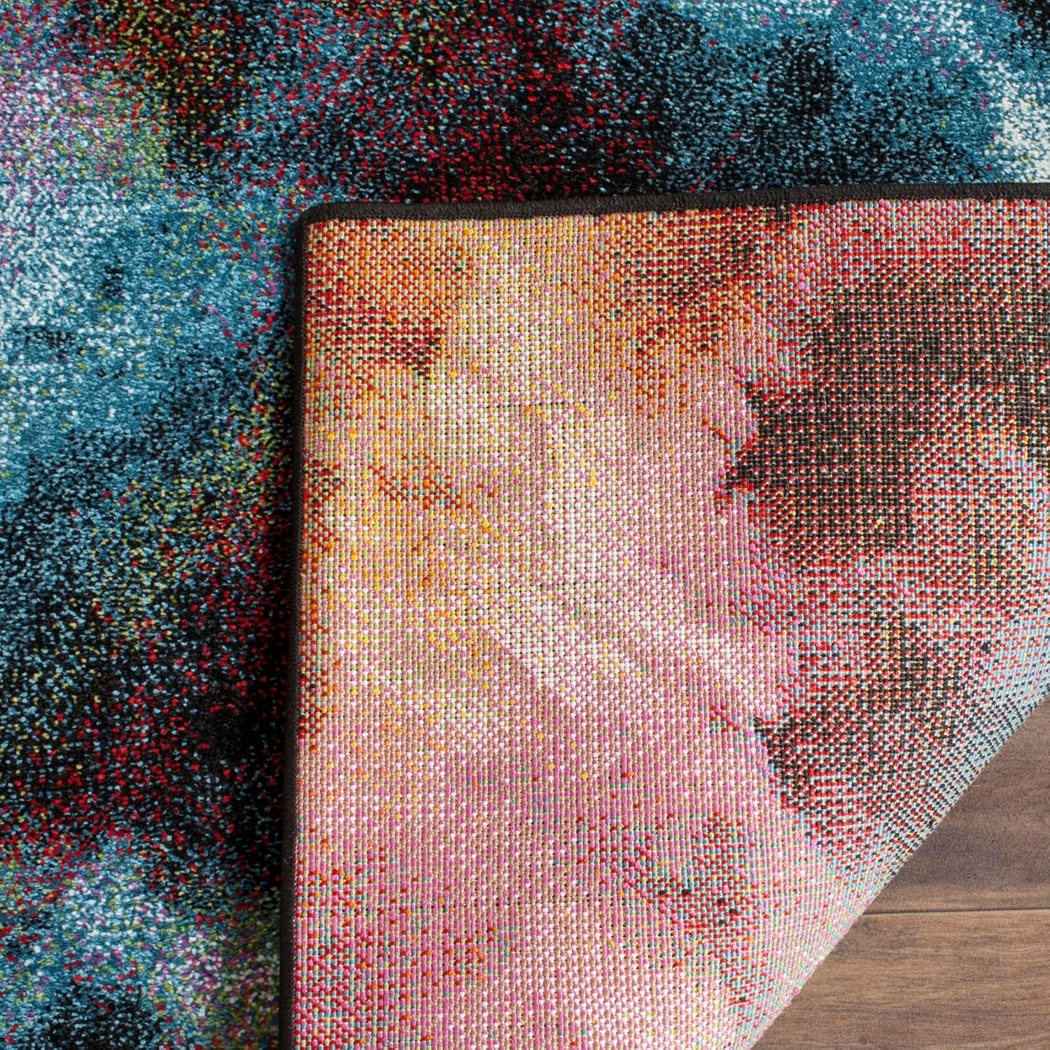 SAFAVIEH Galaxy Collection Area Rug - 6'7" Square, Multi, Vibrant Abstract Design, Non-Shedding & Easy Care, Ideal for High Traffic Areas in Living Room, Bedroom (GAL110A)