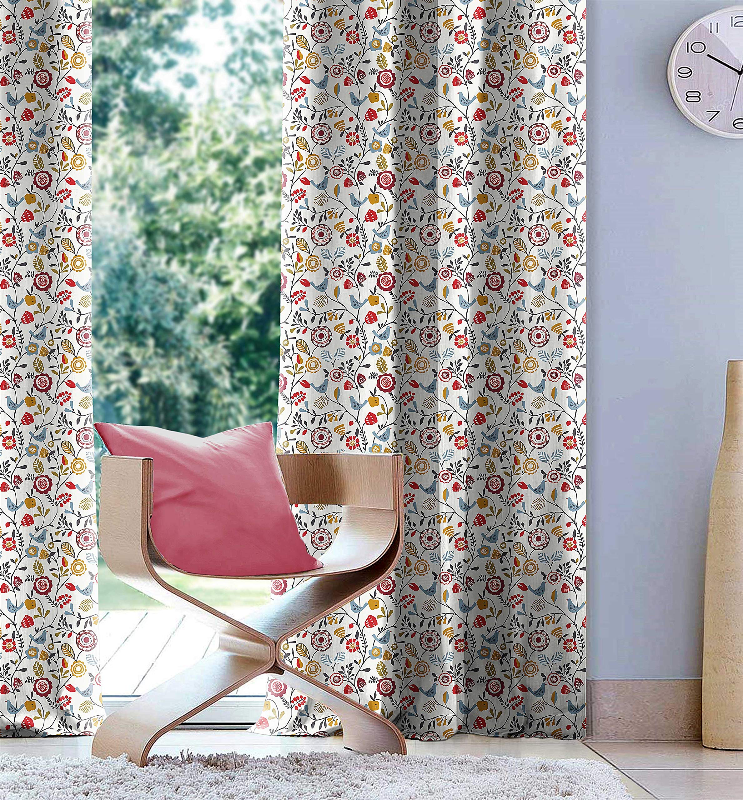 CasableuDawn 2 Piece Polyester Eyelets (Steel) Blackout Curtains with Tie Back, Bedroom Living Room (Blue, 7 Ft x 4.2 Ft)