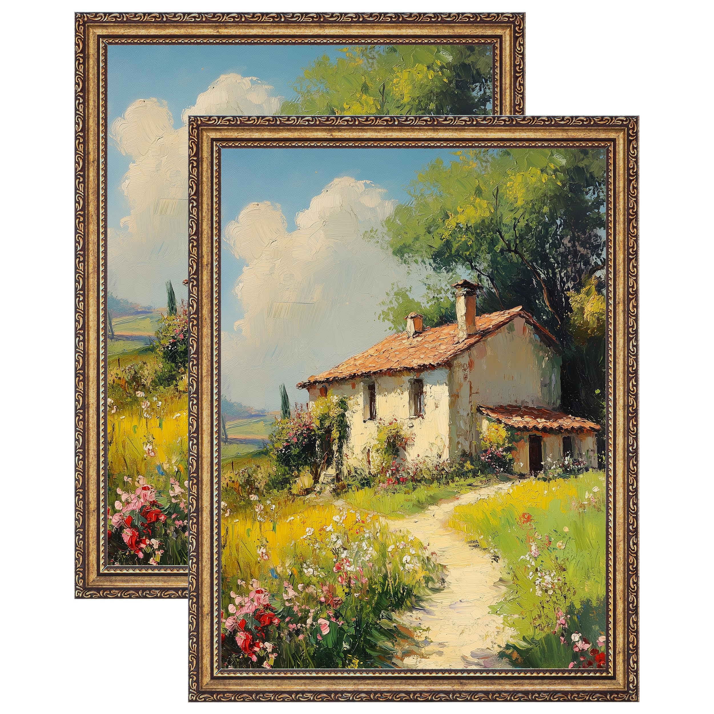 eletecpro 12x16 Vintage Picture Frame, Glass Cover, Bronze Gold, 2-Pack