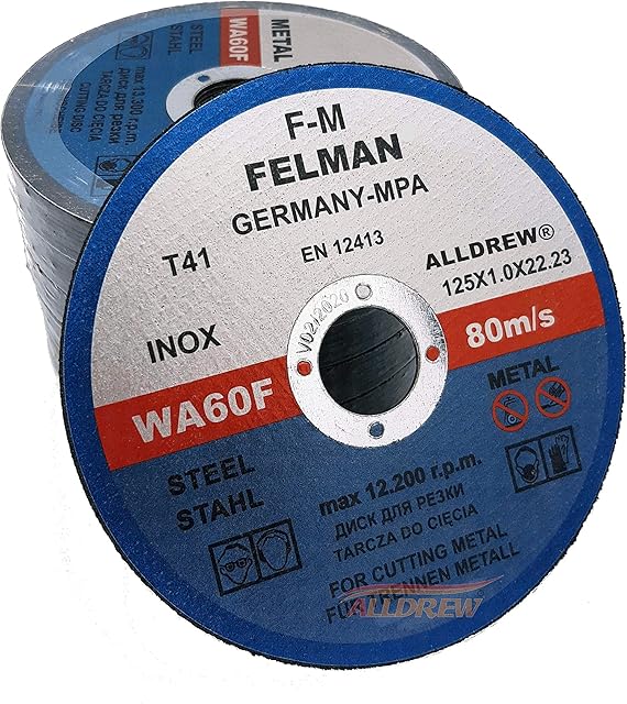 Pack of 10 Extra Thin 125mm x 1mm Cutting Discs 5'' for Angle Grider Cut-Off Wheel for Metal Steel