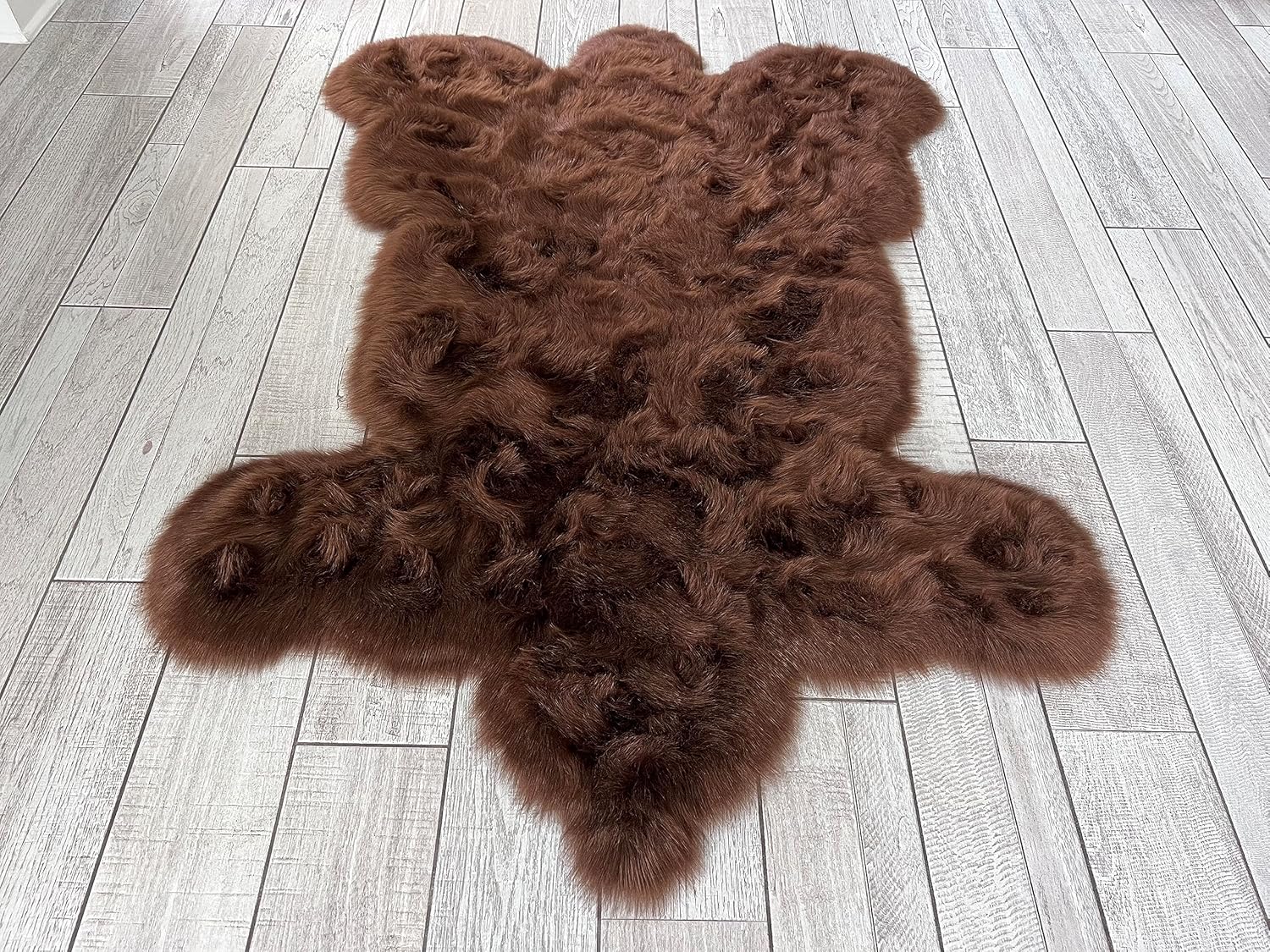 LAMBZY Bear Skin Rug Super Soft Fluffy Faux Fur for Bedroom Floor Sofa Living Room High-Density Plush Shaggy Carpet Sofa Cover Bedside Sheepskin Rug (6'x9', Brown)
