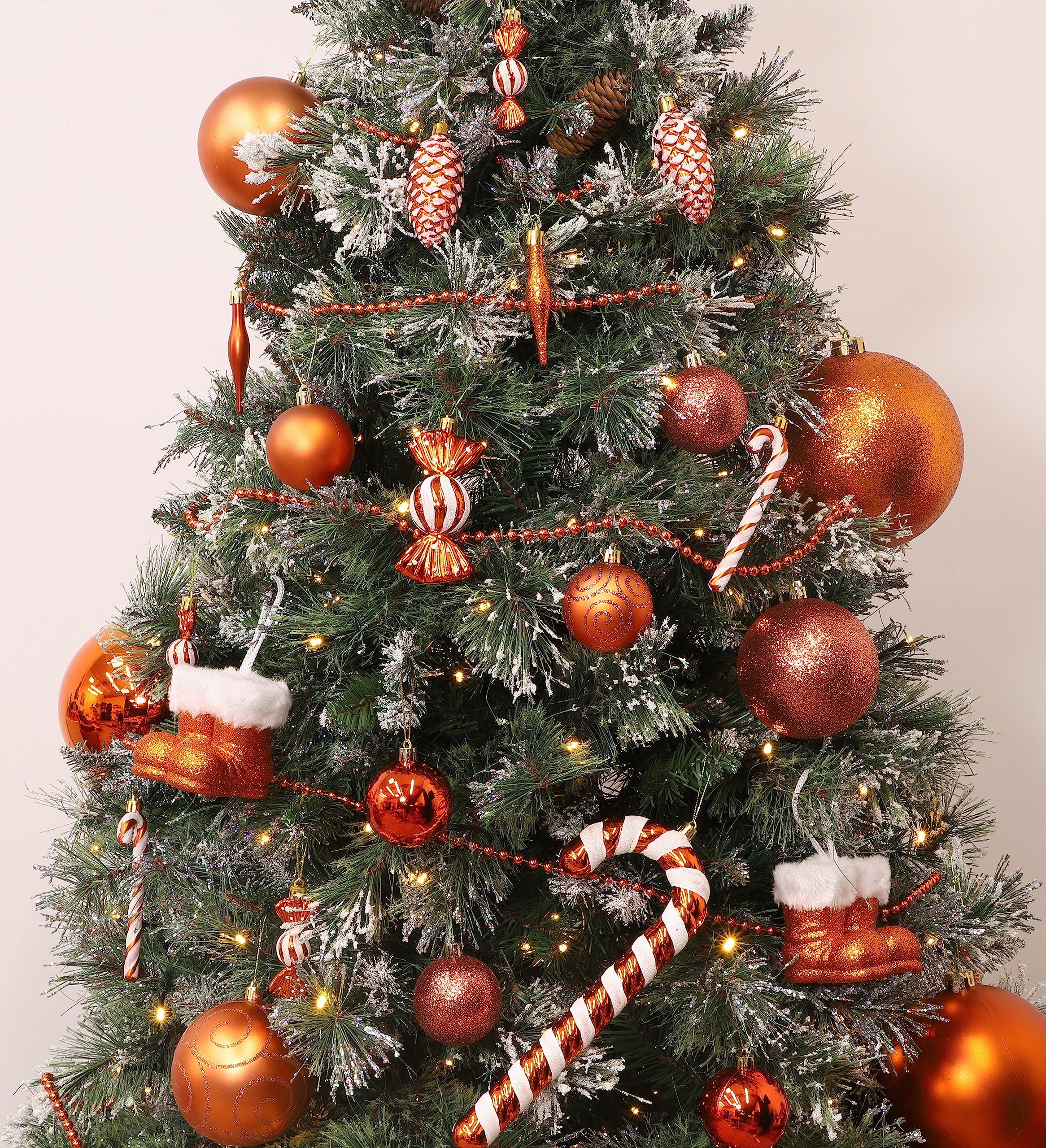 Christmas Concepts® Pack of 10-60mm Christmas Tree Baubles - Shiny, Matte & Glitter Decorated Ornaments (Coral)