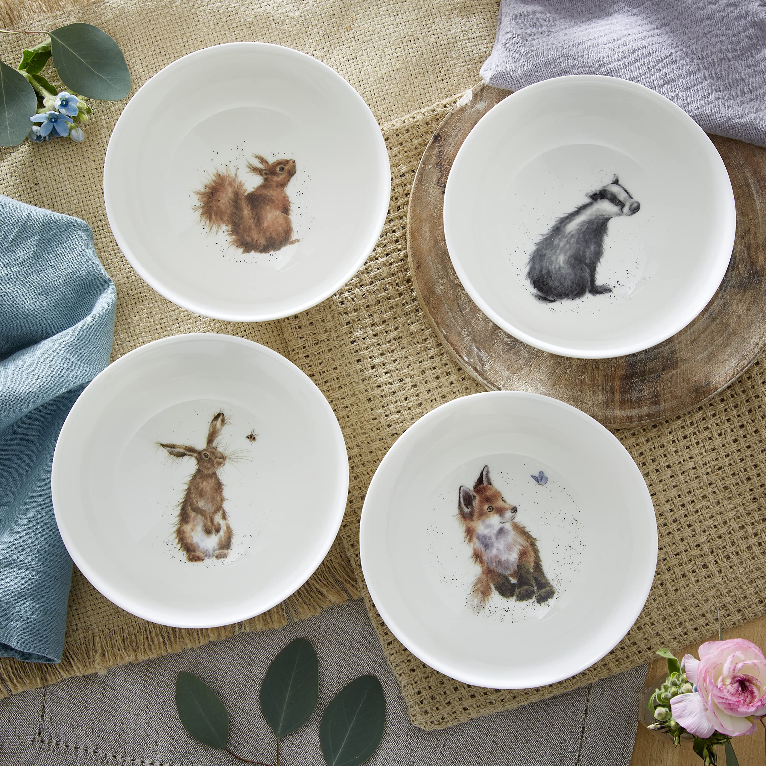 Wrendale Designs Royal Worcester Set mit 4 tiefen Schalen, 15,2 cm, 4 Stück