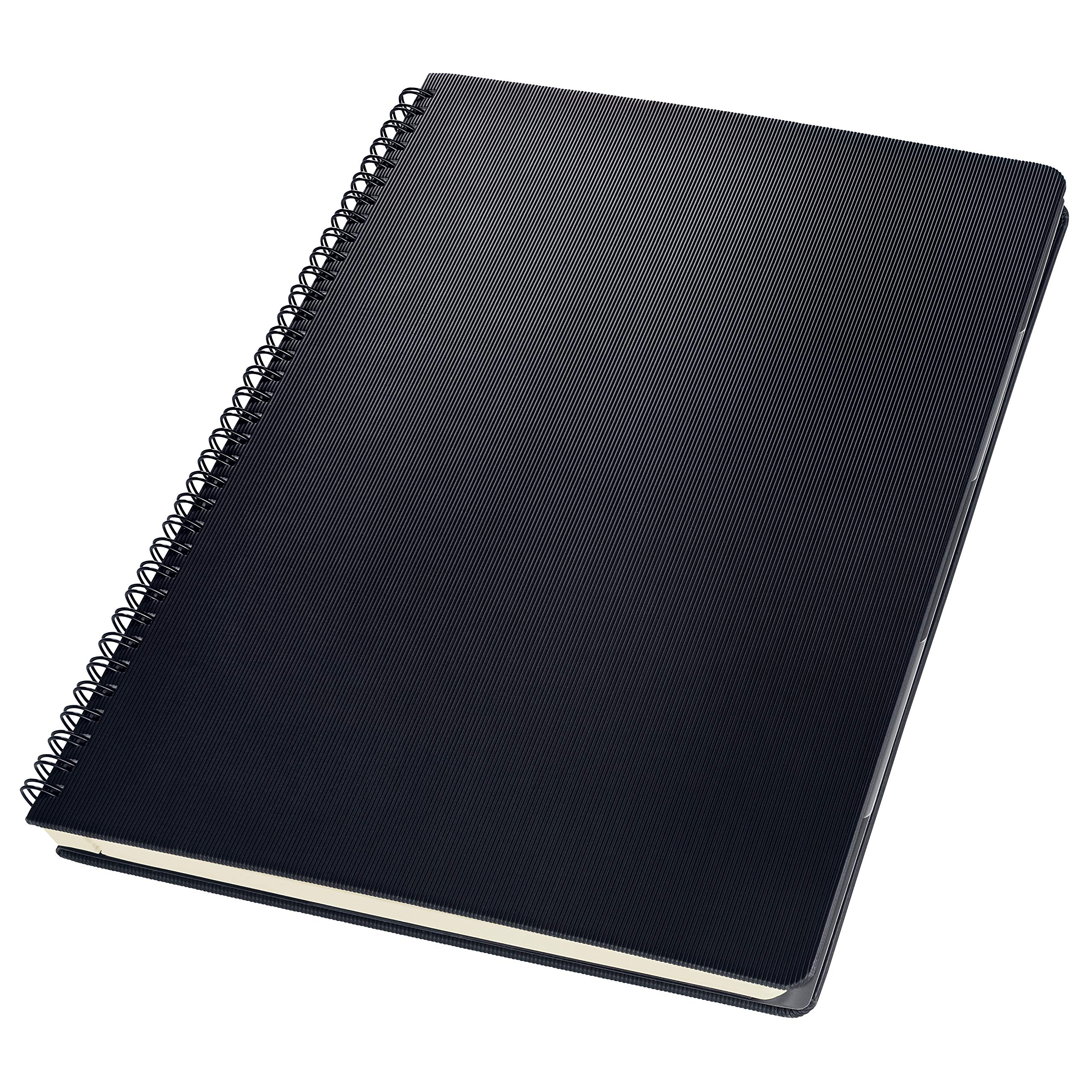 SIGEL CO840/3 Premium Spiralblock A4, kariert, schwarz, 80 Blatt, 3er Pack, sehr stabiler Hardcover-Einband, mit versetzbarem Register, Einsteckfach, aus nachhaltigem Papier, Conceptum | CO840/3, 80 Blatt, mit versetzbarem Register, sehr stabiler Hardcove