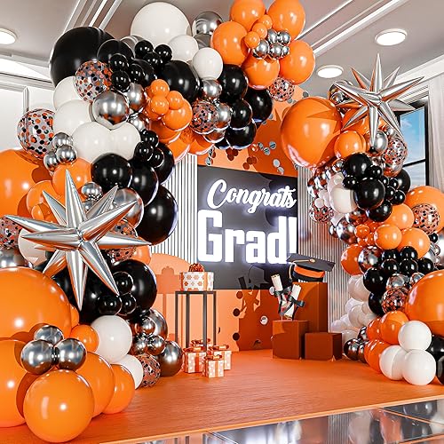 Miniatura 8 de 4 tamaños  Kit de guirnalda de globos de oro blanco y negro y blanco para Año Nuevo graduación o cumpleaños globos pequeños y grandes en blanco y