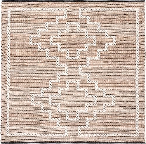 Miniatura 4 de Safavieh Natural Fiber Collection NFB375A - Alfombra de área de yute de tejido plano 6 x 9 pies color naturalmarfil