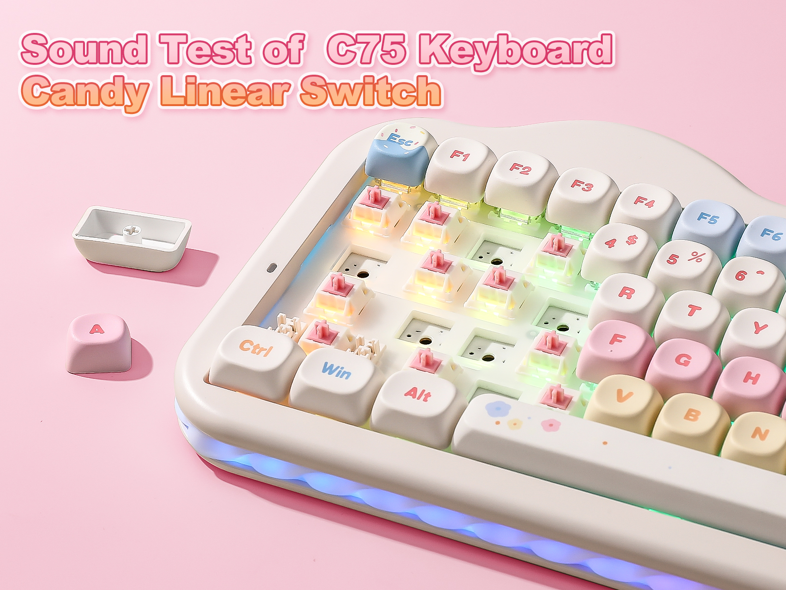 Amazon.com: YUNZII C75 Cute 75% Wireless Mechanical Keyboard
