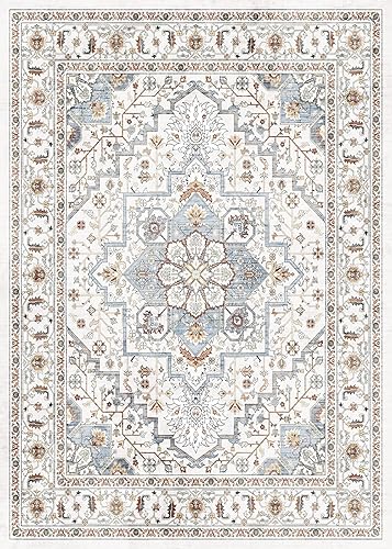 Miniatura 3 de Brevonox Alfombras de área para sala de estar, alfombras de 5 x 7 pies, alfombra para dormitorio, alfombra lavable a máquina, alfombra de comedor,