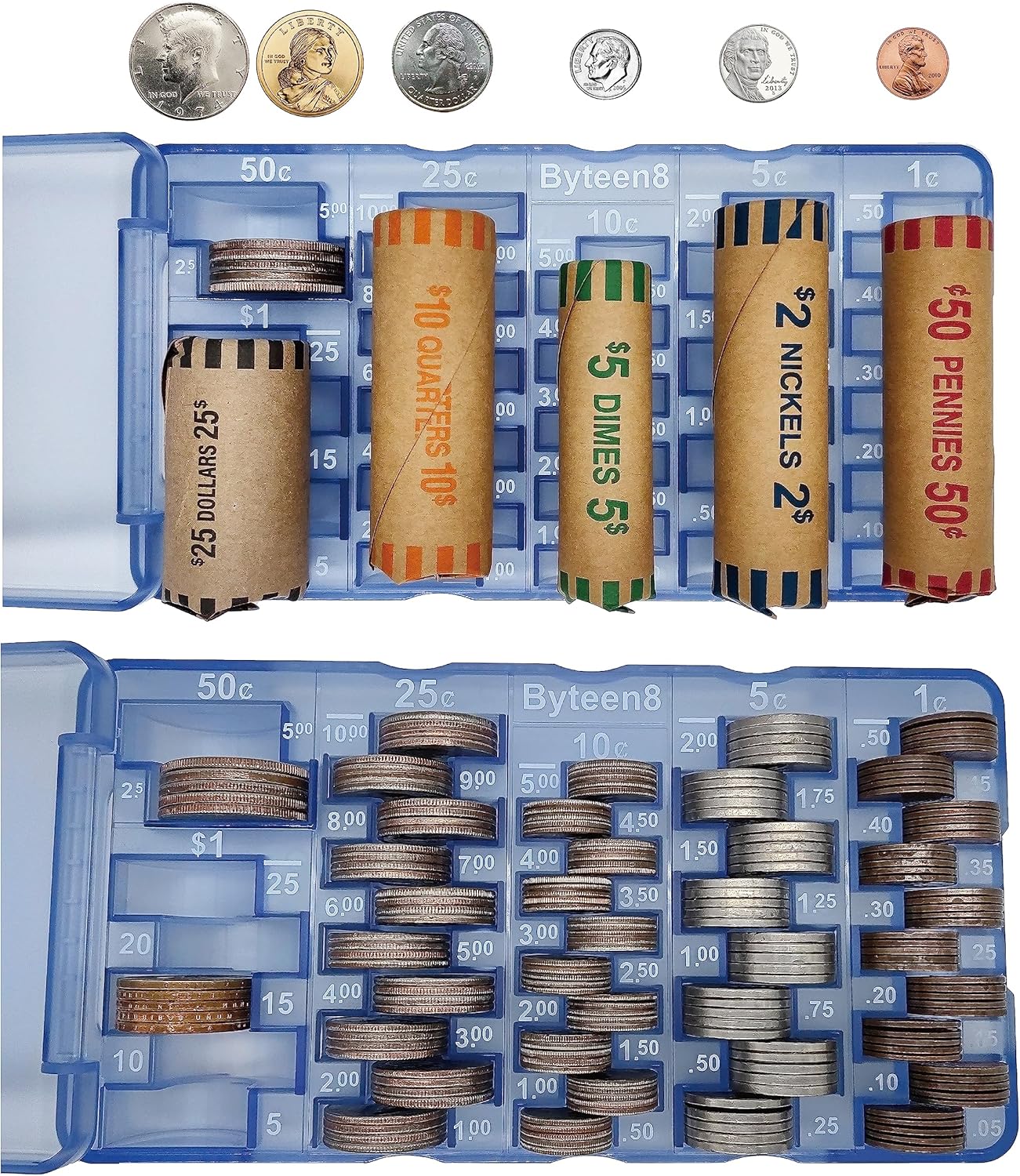 Byteen8 Coin Counter Coin Sorter｜2Packs Mini Coin Counter