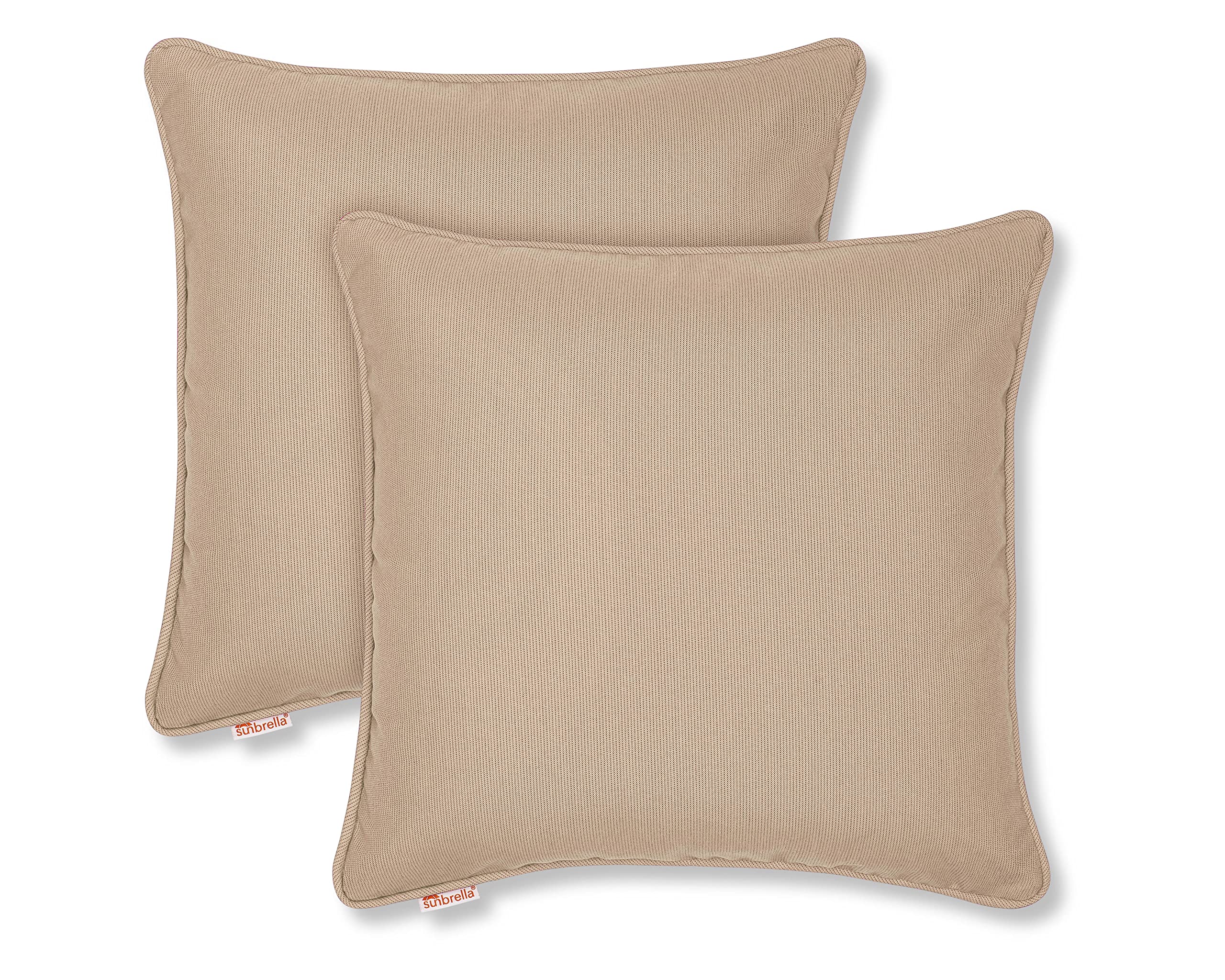 Austin Horn Classics Sunbrella Corded-Edge Indoor/Outdoor Pillow Covers, Decorative Throw Pillow Covers for Your Living Room and Bed, Sunbrella Acrylic Fabric (Set of 2, Sand, 17x17)