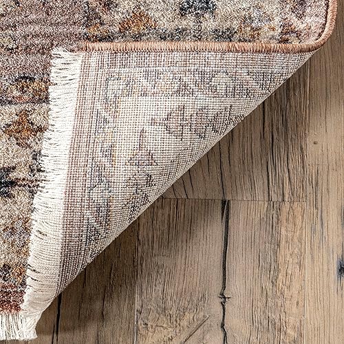 Miniatura 4 de nuLOOM Kelsee - Alfombra vintage tradicional con flecos, 5 x 8, óxido