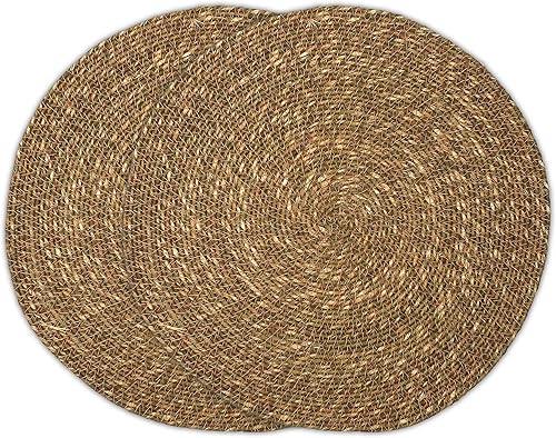 Lightnpro - Juego de 4 manteles individuales redondos de hierba marina natural, platos cargadores redondos diseñados para decorar tus Navidad,