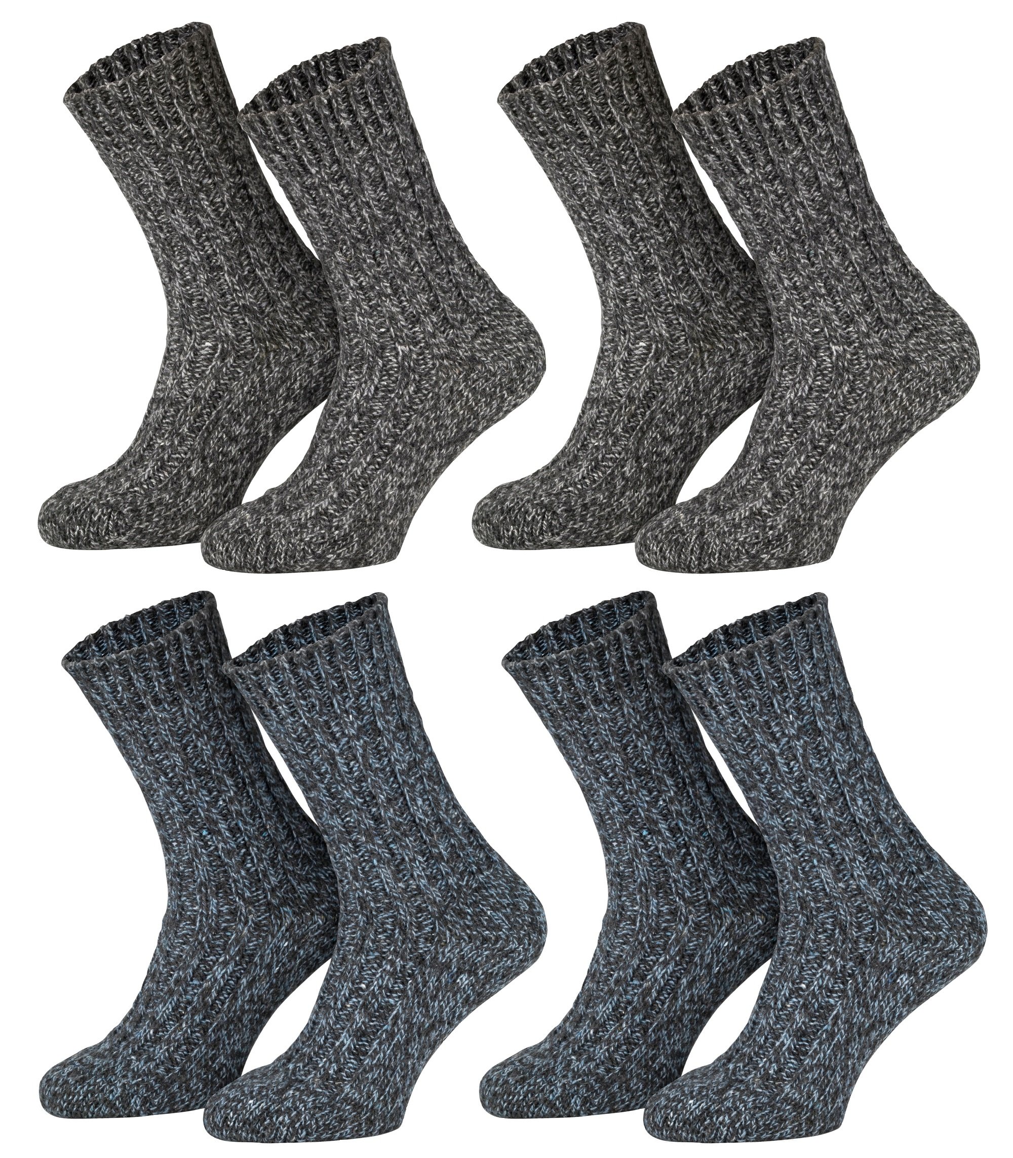 4 Paia Calze Norvegesi Lana Pre-lavata Inverno Unisex