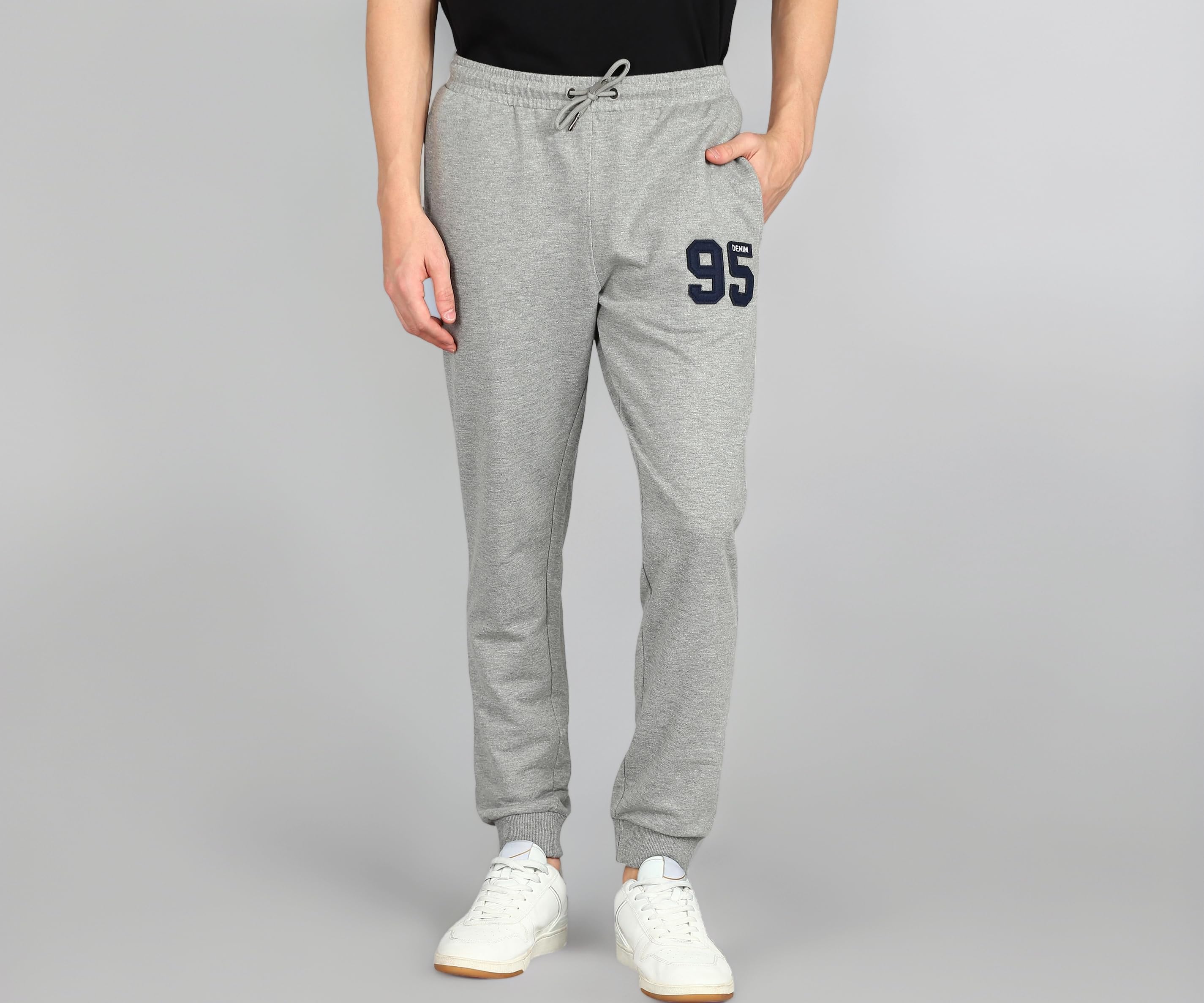 Men Mid Rise Cotton Blend Joggers Track Pants | French Terry | Zipper Pocket | Casual, Gym & Lounge Wear