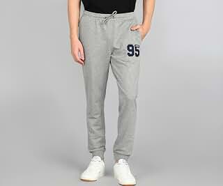Men Mid Rise Cotton Blend Joggers Track Pants | French Terry | Zipper Pocket | Casual, Gym & Lounge Wear
