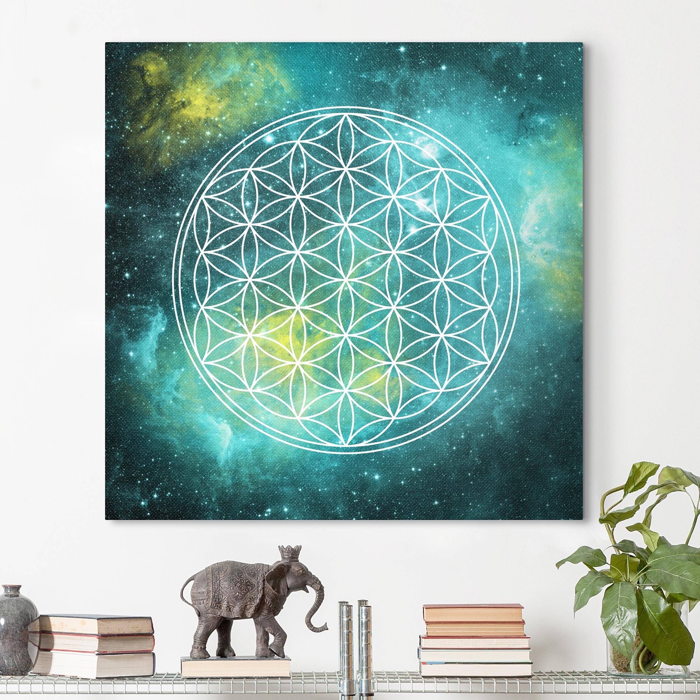 Canvas Art Flower of life in the light of the stars 1: 1, square, canvas pictures, canvas wall art, canvas art print, canvas print, canvas prints, wall art, Dimensions: 80cm x 80cm