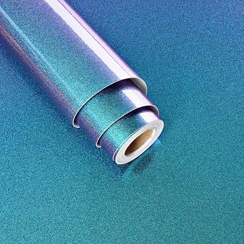 Variable Teal Blue Glitter Wallpaper Peel and Stick Green Iridescent Glitter Contact Paper for Countertops Glossy Metallic Wallpaper for Cabinets Fridge Covers Liner Kitchen Vinyl Wrap